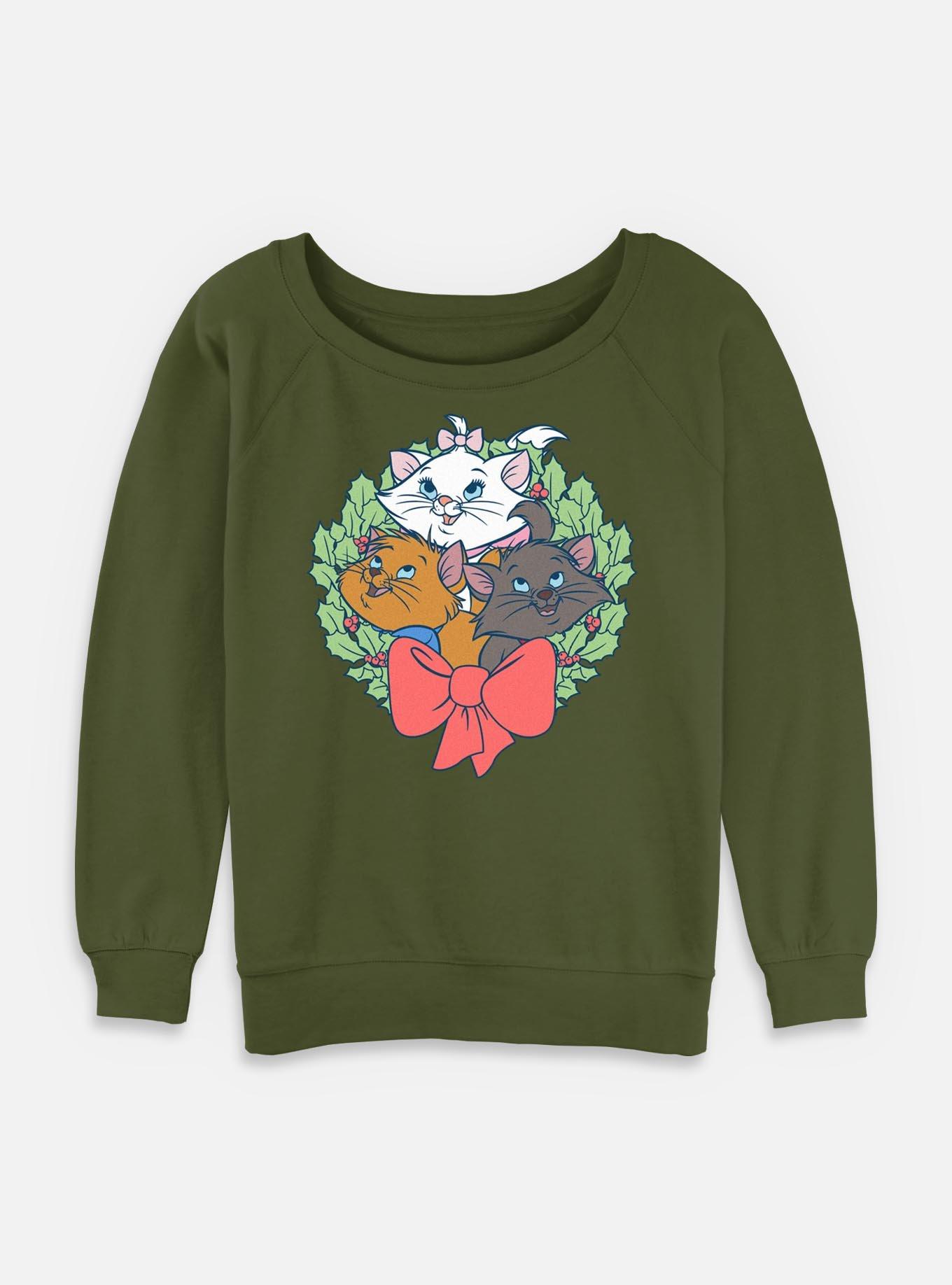 Disney The Aristocats Kitten Wreath Womens Slouchy Sweatshirt, , hi-res
