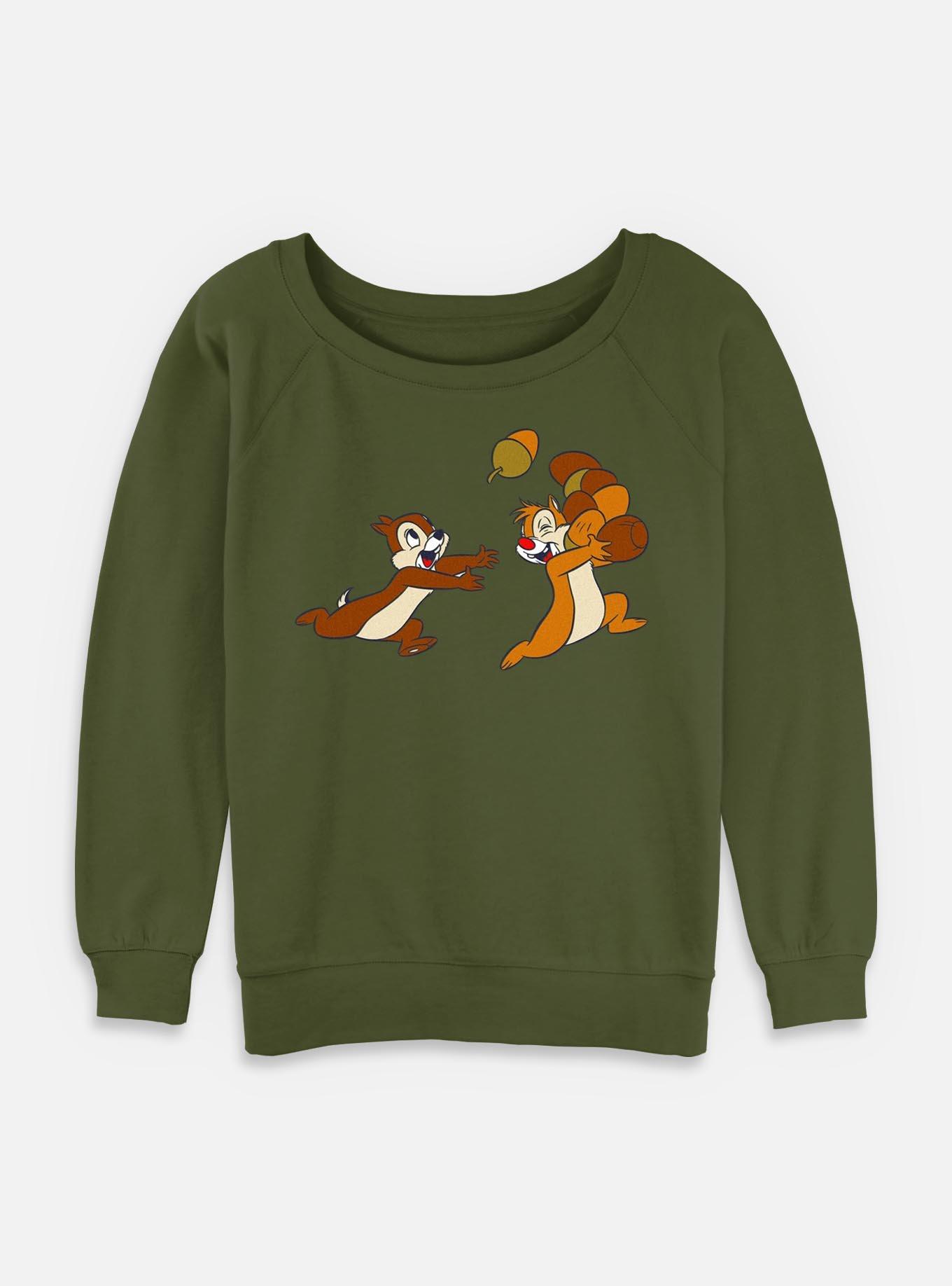 Disney Chip ´n Dale Acorn Big Characters Womens Slouchy Sweatshirt,Specials : American Fashion Style Bags On Sale