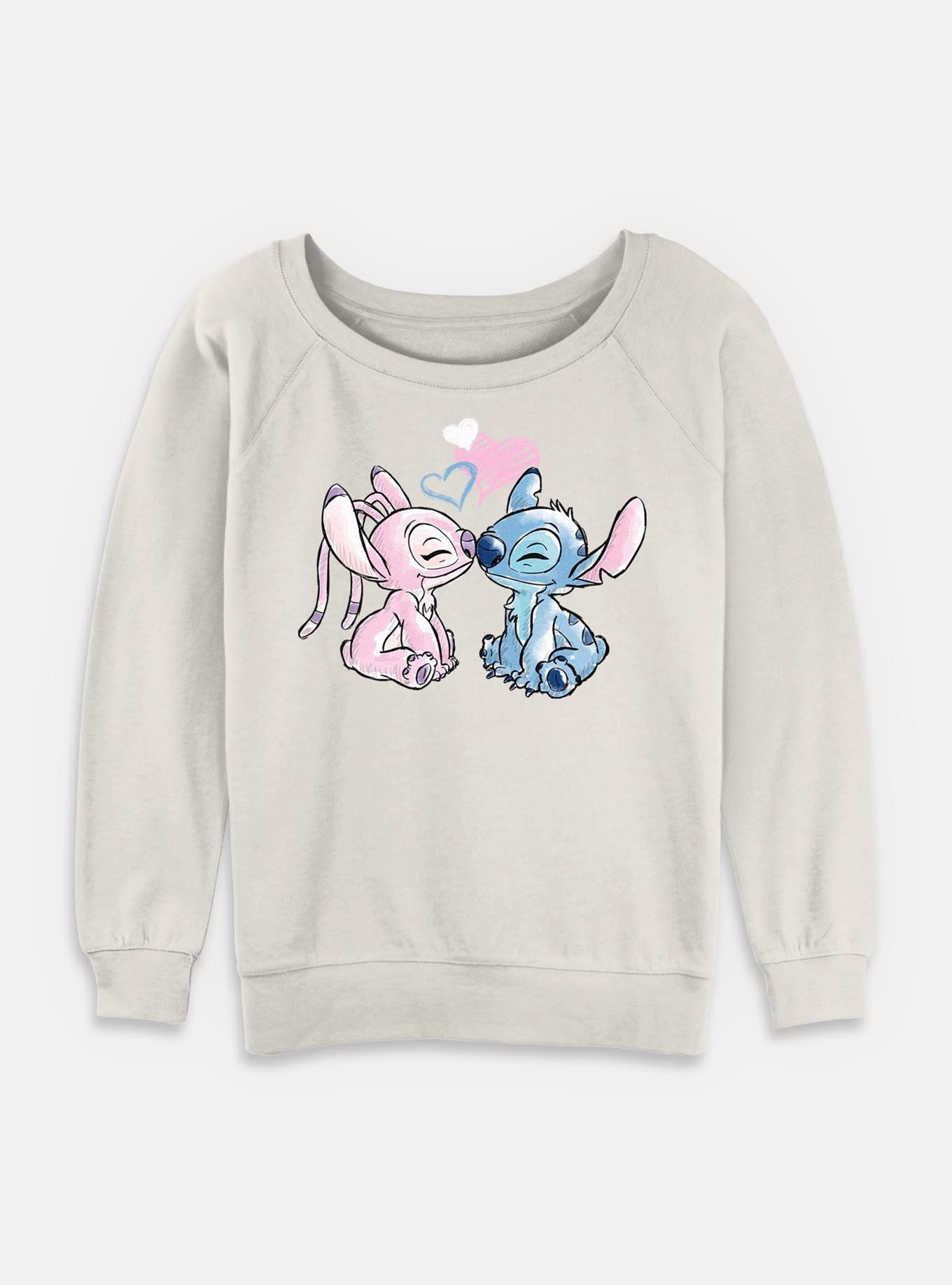 Disney Lilo & Stitch Stitch Angel Womens Slouchy Sweatshirt, EGRET, hi-res