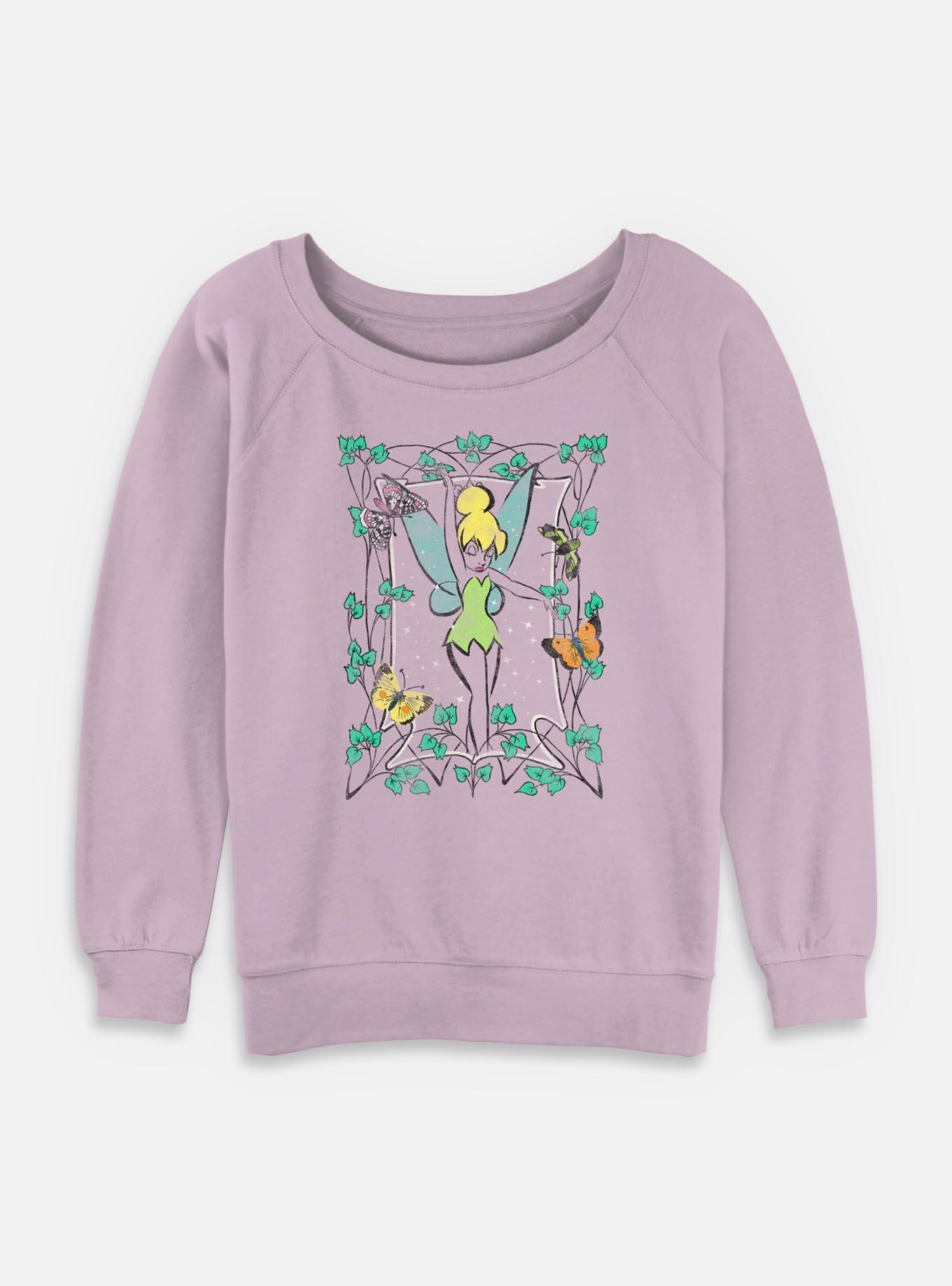 Disney Tinker Bell Tinker Bell Womens Slouchy Sweatshirt, LAVENDER, hi-res