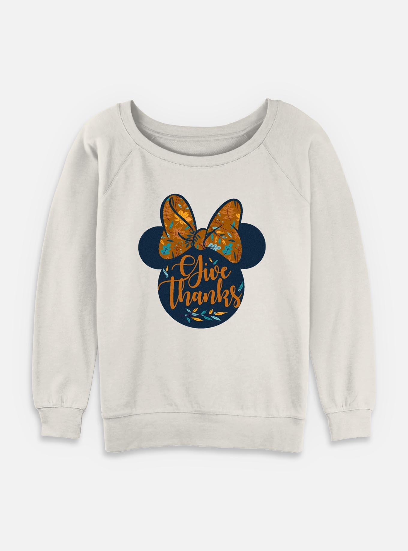 Disney Minnie Mouse Give Thanks Womens Slouchy Sweatshirt, , hi-res