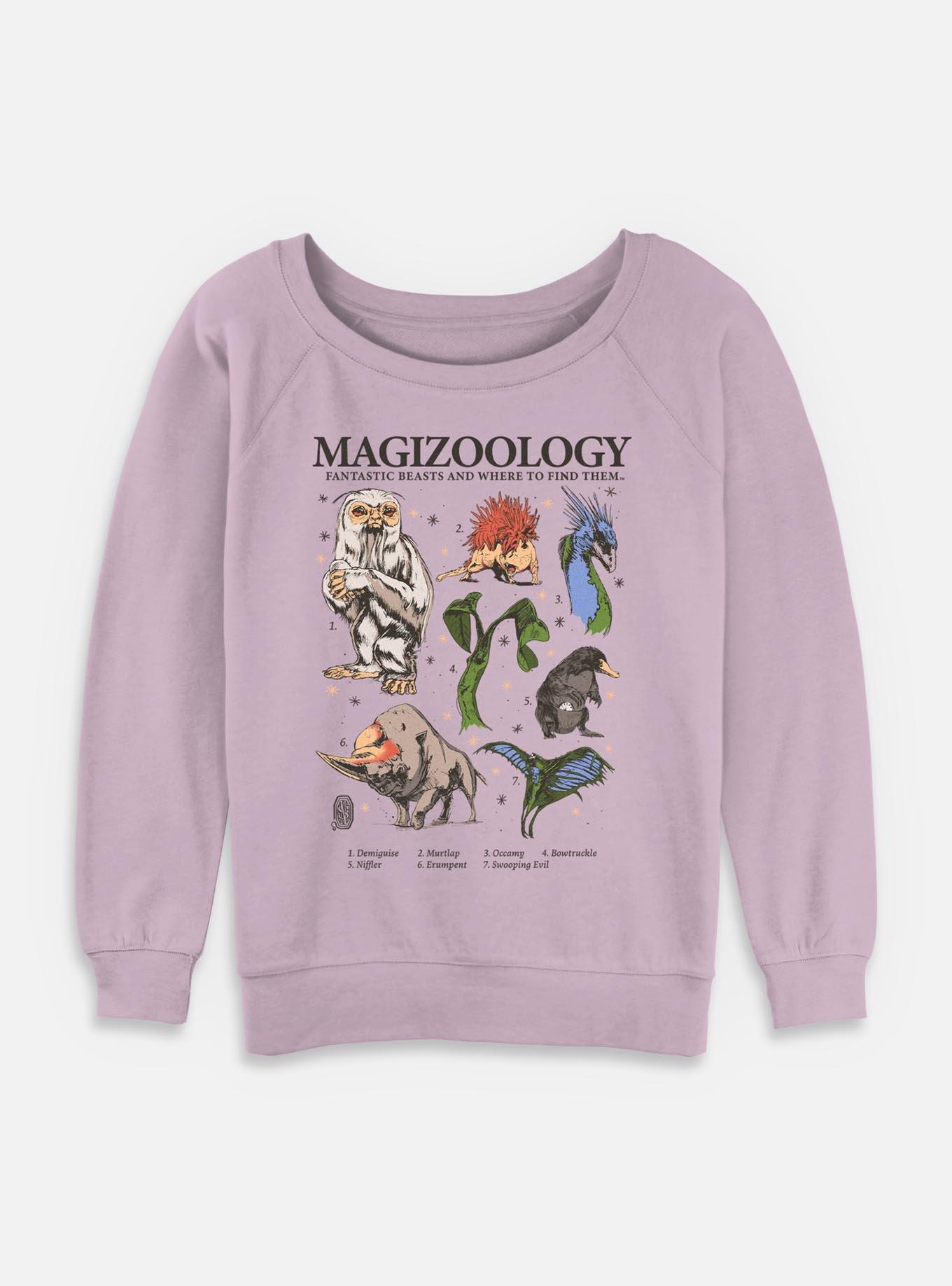 Fantastic Beasts and Where to Find Them Magizoology Womens Slouchy Sweatshirt, LAVENDER, hi-res