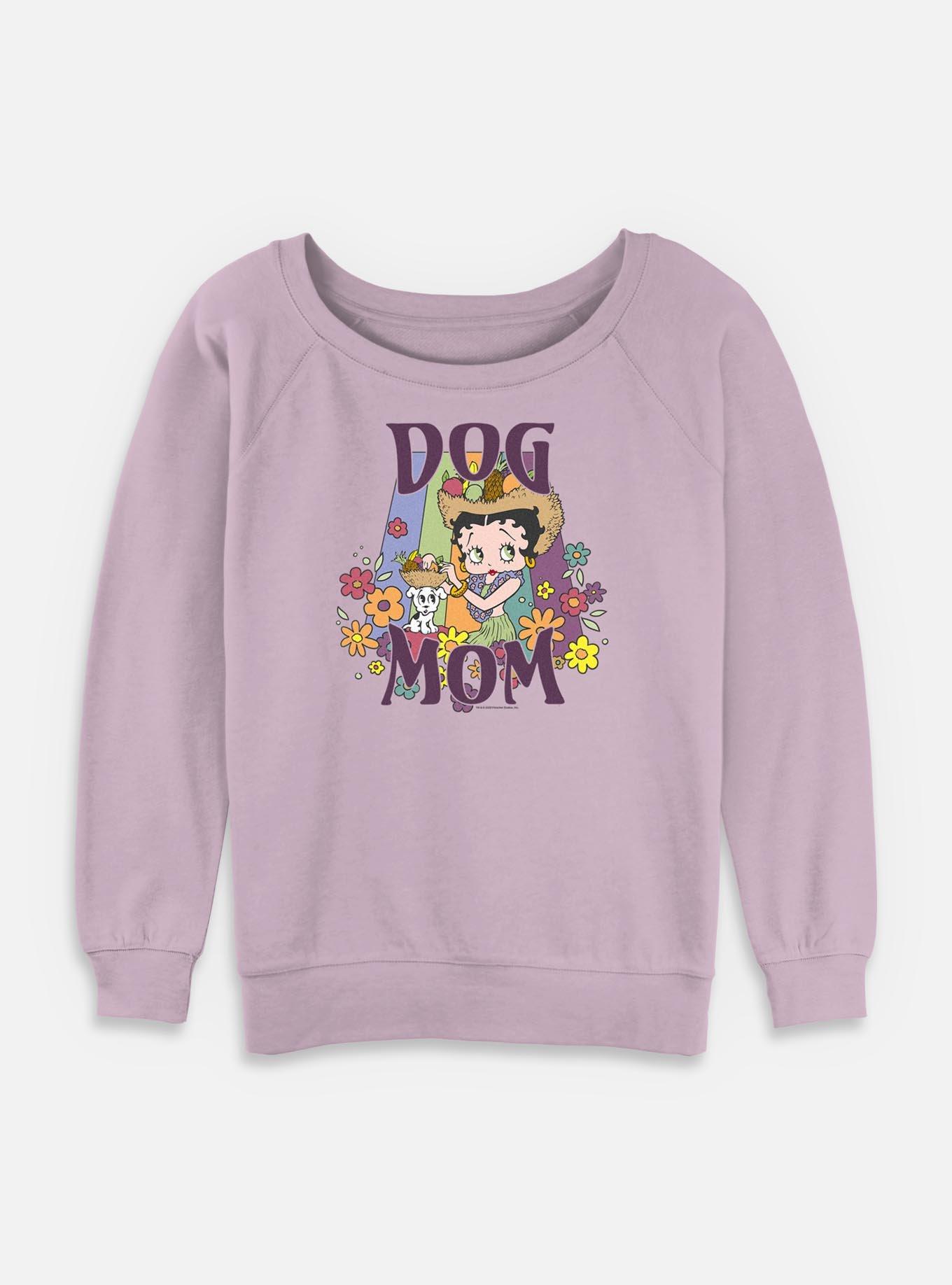 Betty Boop Dog Mom Betty Womens Slouchy Sweatshirt, LAVENDER, hi-res