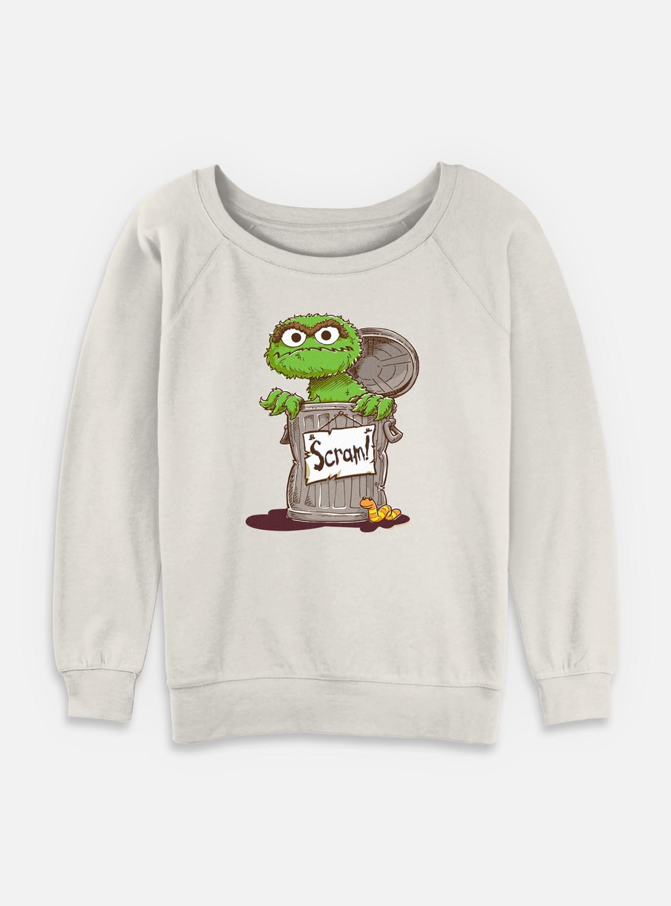 Sesame Street Oscar Scram Sign Womens Slouchy Sweatshirt, , hi-res