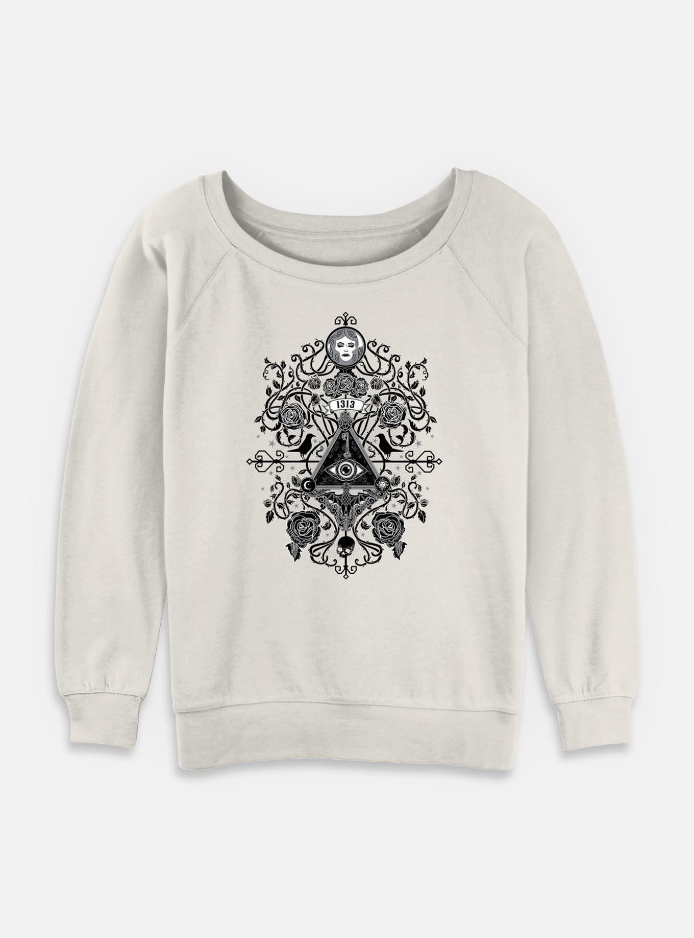 Disney Haunted Mansion Haunted Symbols Womens Slouchy Sweatshirt, EGRET, hi-res