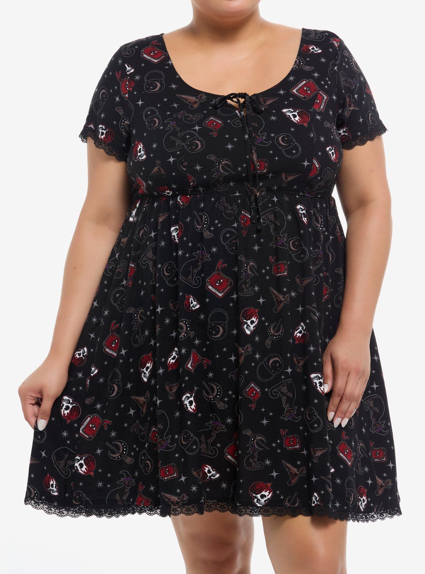 Cosmic Aura Witch Icons Mini Dress Plus Size, , hi-res