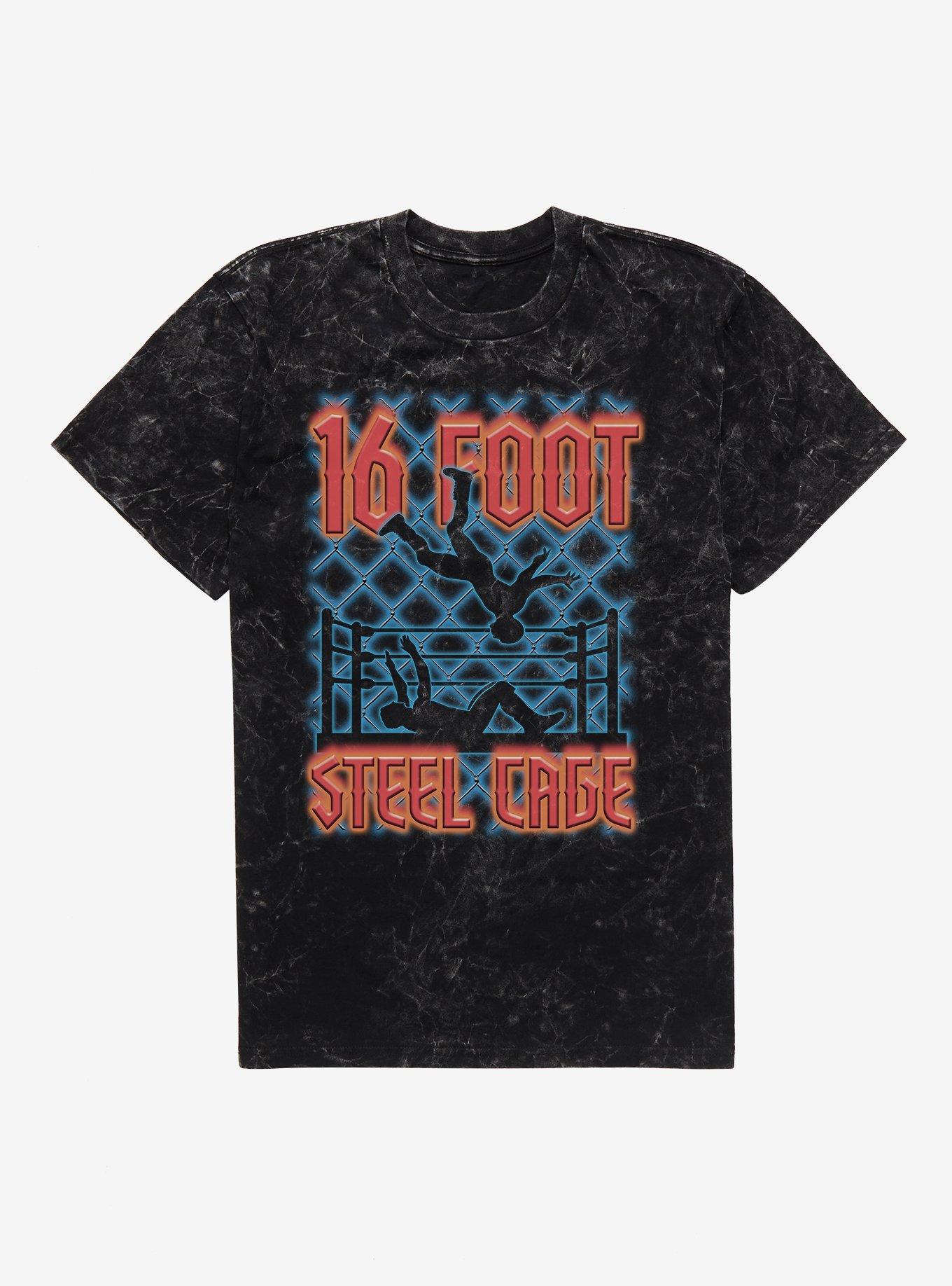 16-Foot Steel Cage Wrestling Mineral Wash T-Shirt, BLACK MINERAL WASH, hi-res