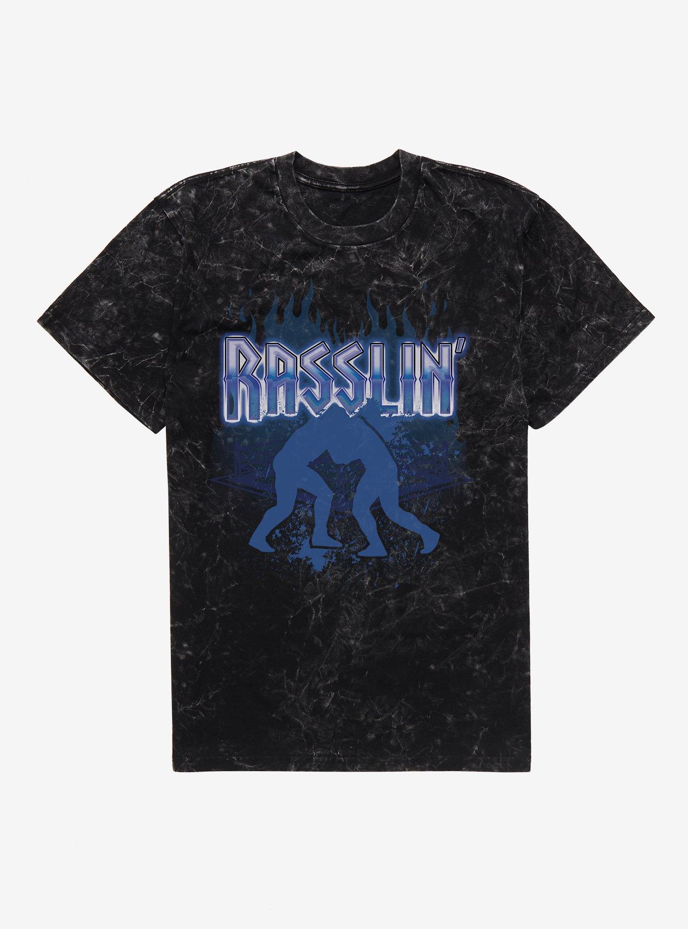 Wrestling Rasslin' Mineral Wash T-Shirt, BLACK MINERAL WASH, hi-res