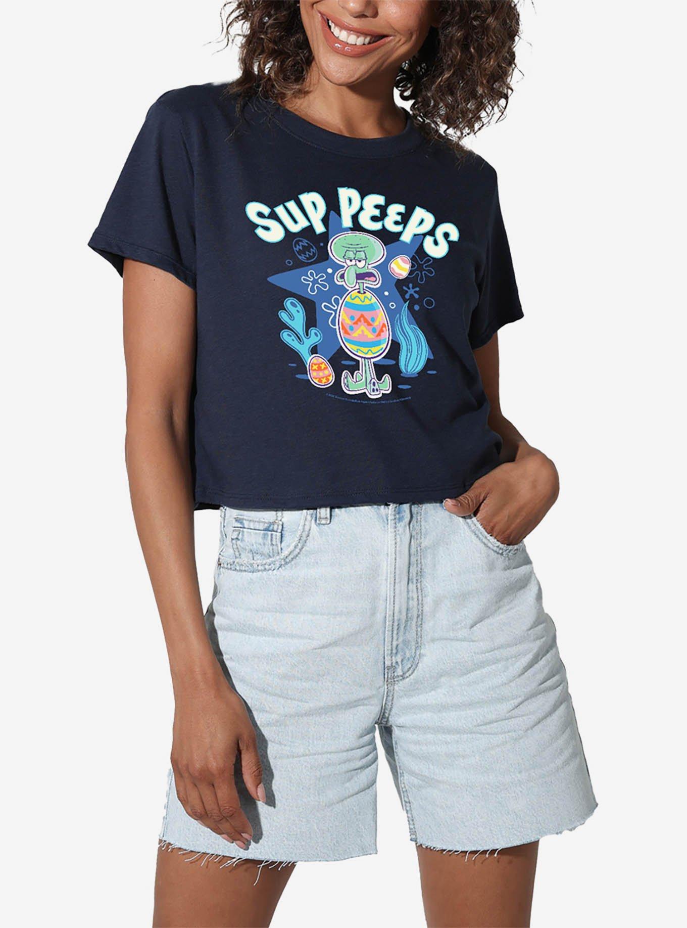 SpongeBob SquarePants Easter Squidward 'Sup Peeps Womens Crop Top, , hi-res