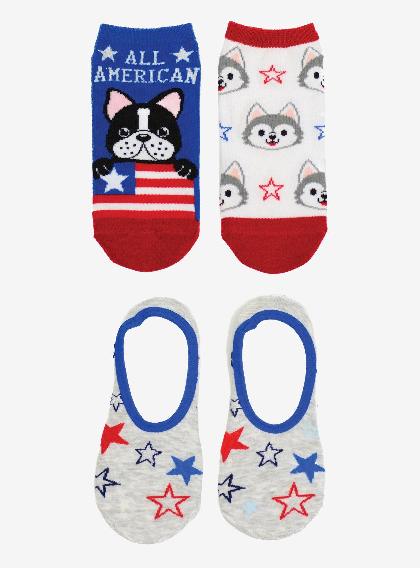 Americana Dogs and Stars 3-Pairs Socks, , hi-res