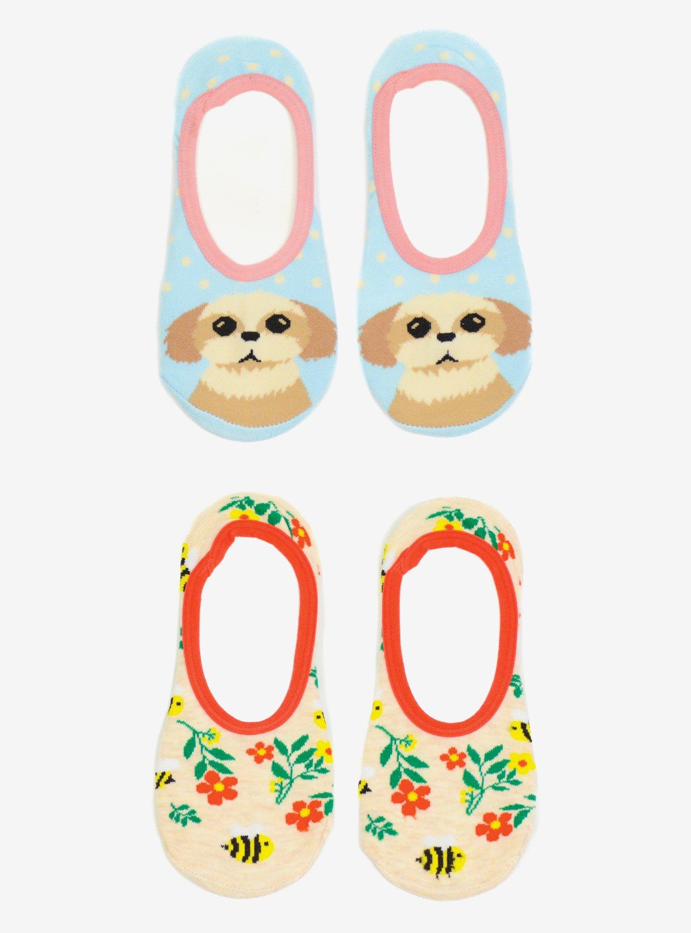 Summertime Dog and Bee 2-Pairs Socks, , hi-res