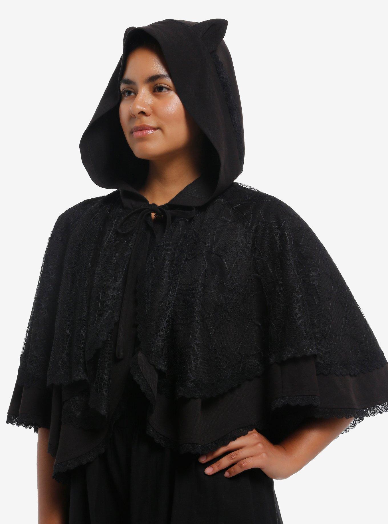Cosmic Aura Spiderweb Lace Hooded Capelet, , hi-res
