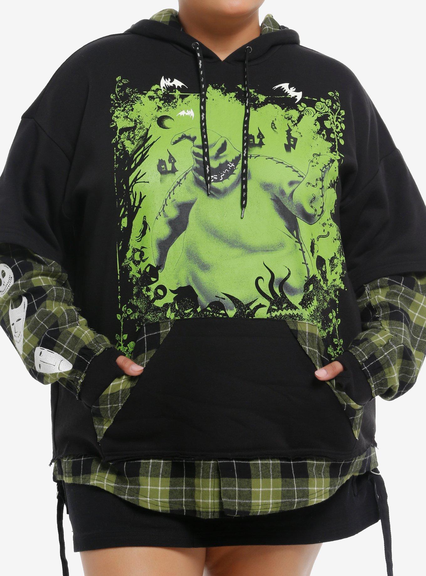 Her Universe The Nightmare Before Christmas Oogie Boogie Plaid Twofer Hoodie Plus Size, , hi-res