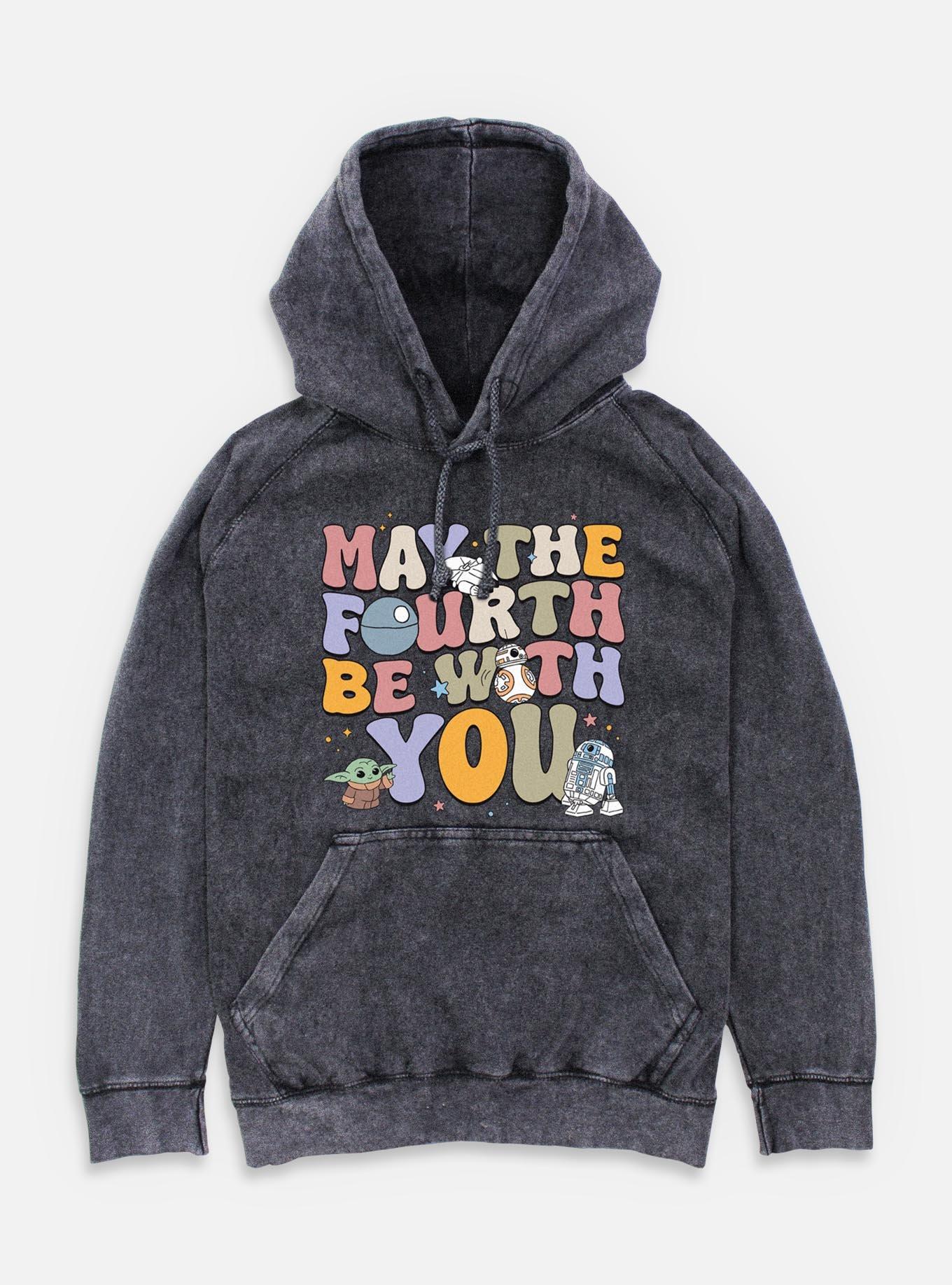Star Wars The Mandalorian May The Fourth Groovy Text Mineral Wash Hoodie, , hi-res