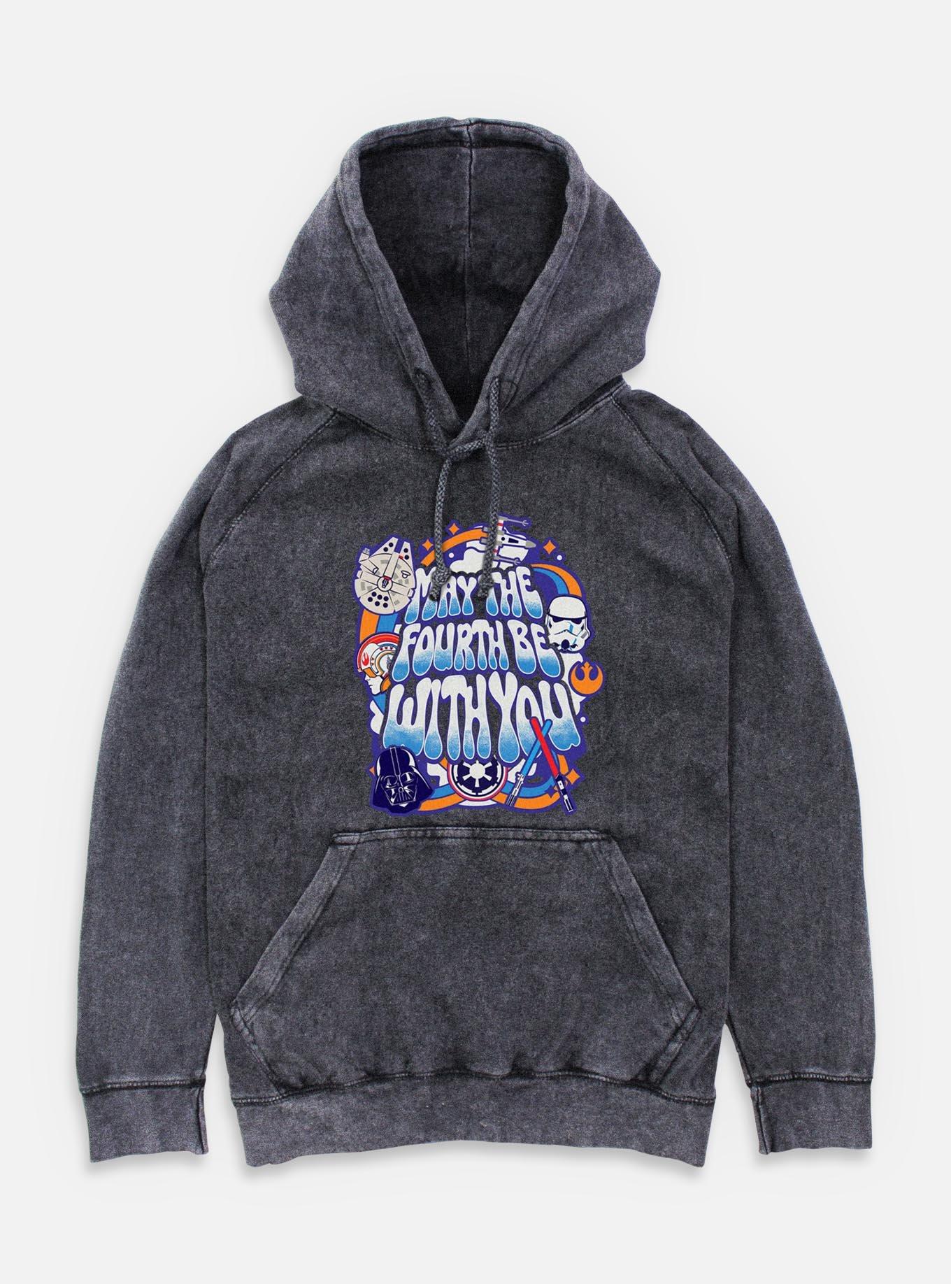Star Wars Bubble Text May The Fourth Mineral Wash Hoodie, , hi-res