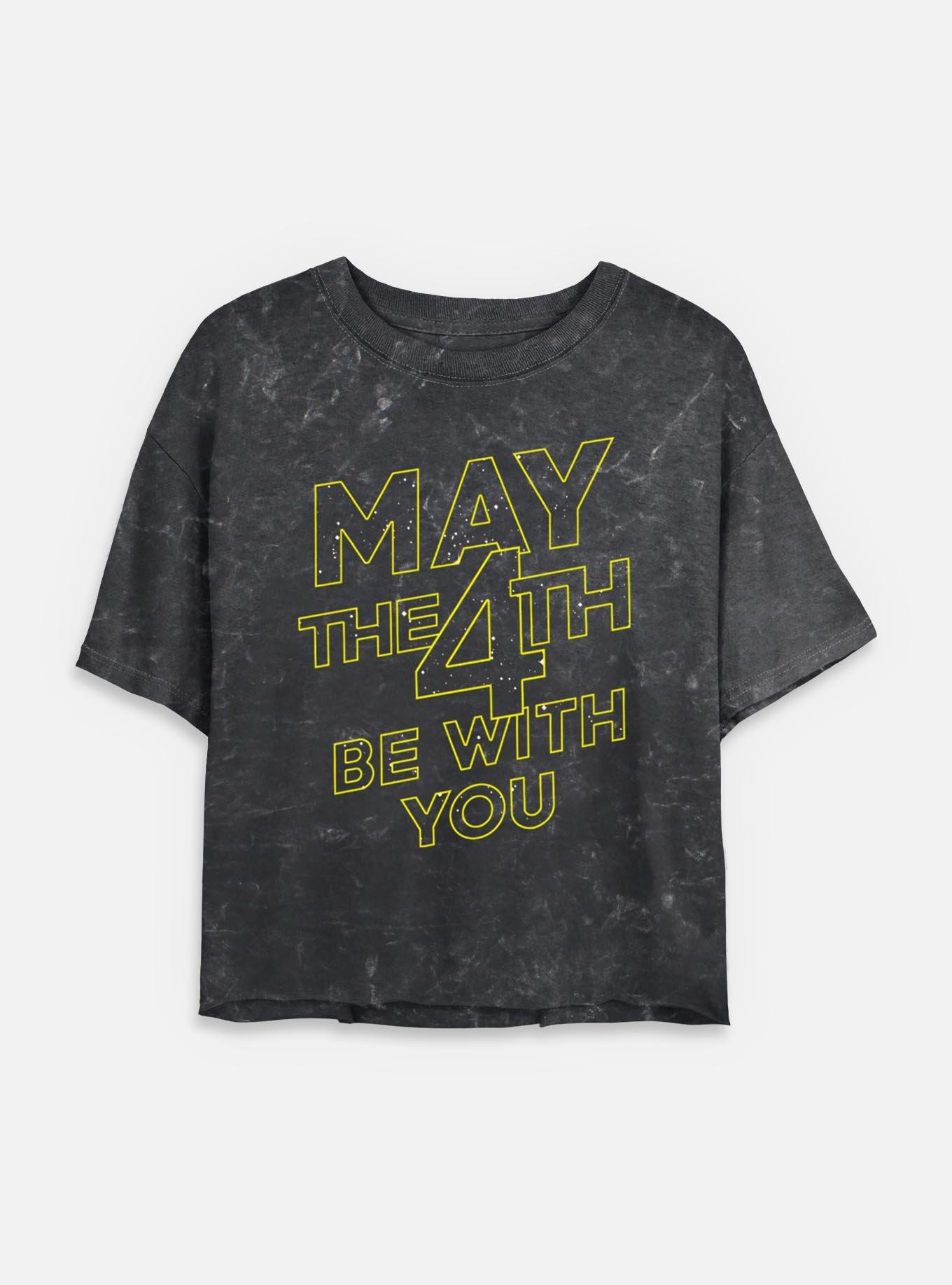Star Wars May The 4th Be With You Womens Mineral Wash Crop T-Shirt, , hi-res