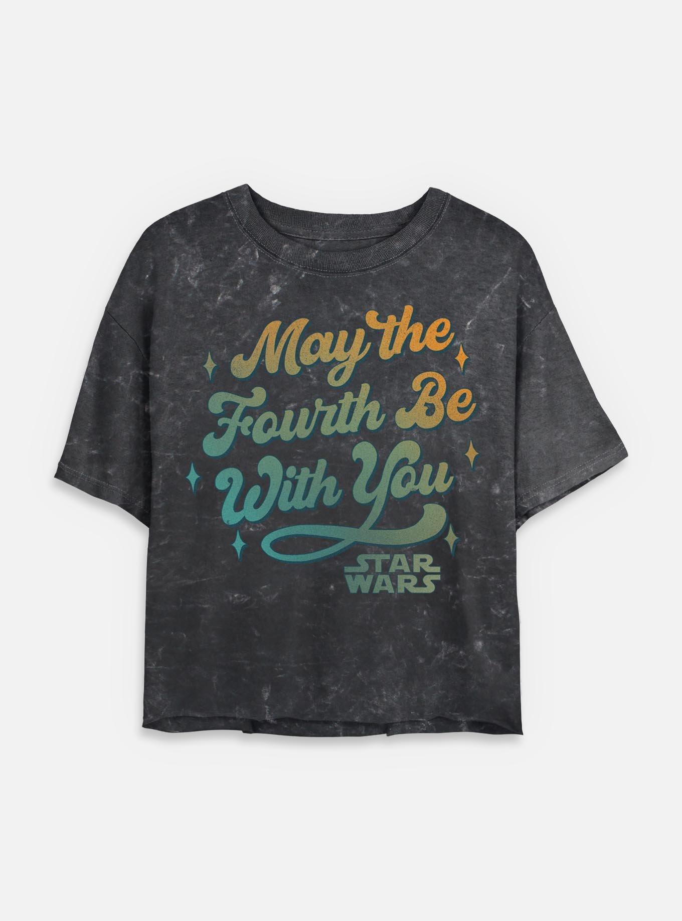 Star Wars Celebrate May The 4th Gradient Womens Mineral Wash Crop T-Shirt, , hi-res