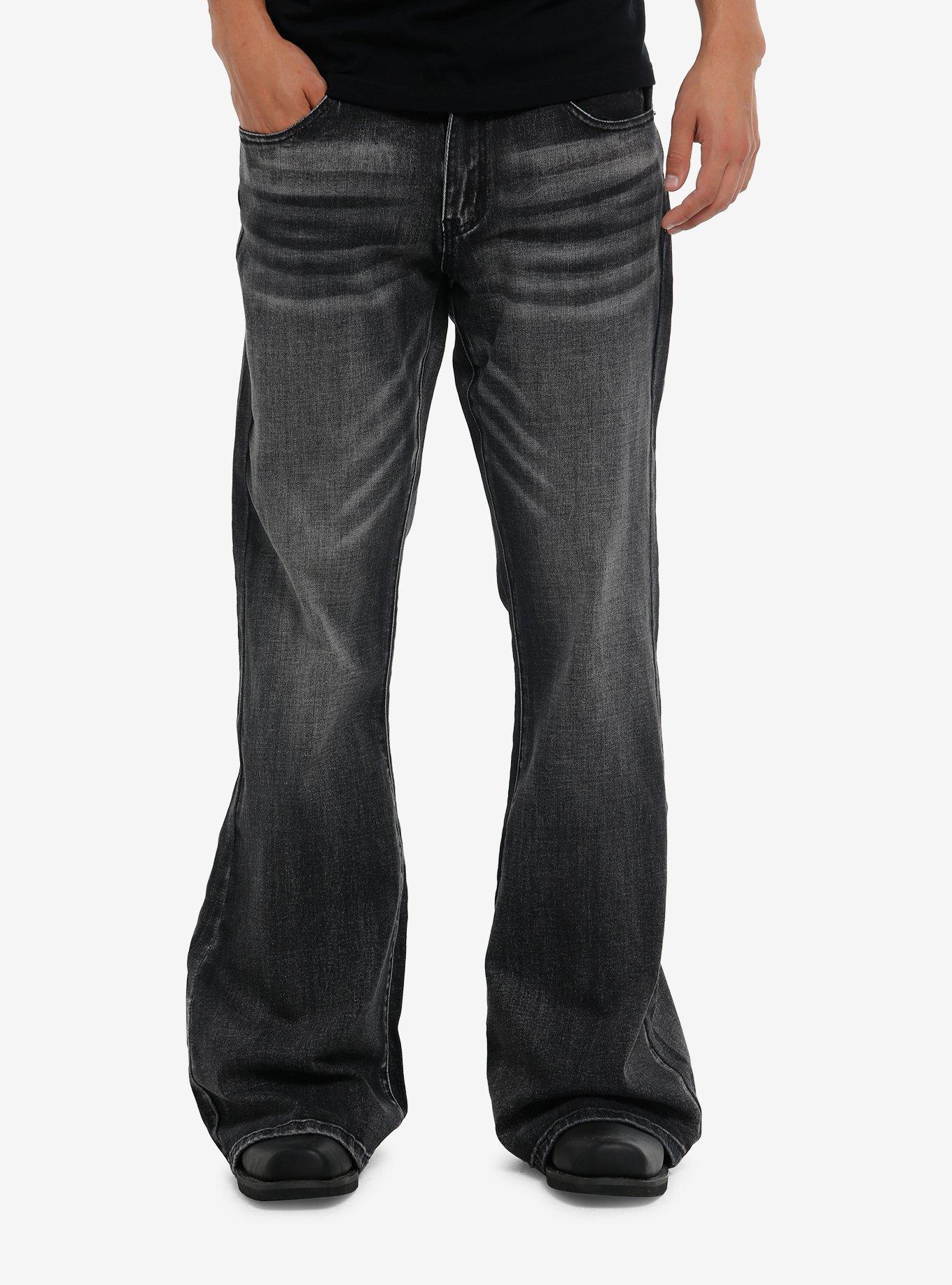 Black Wash Flare Jeans, , hi-res