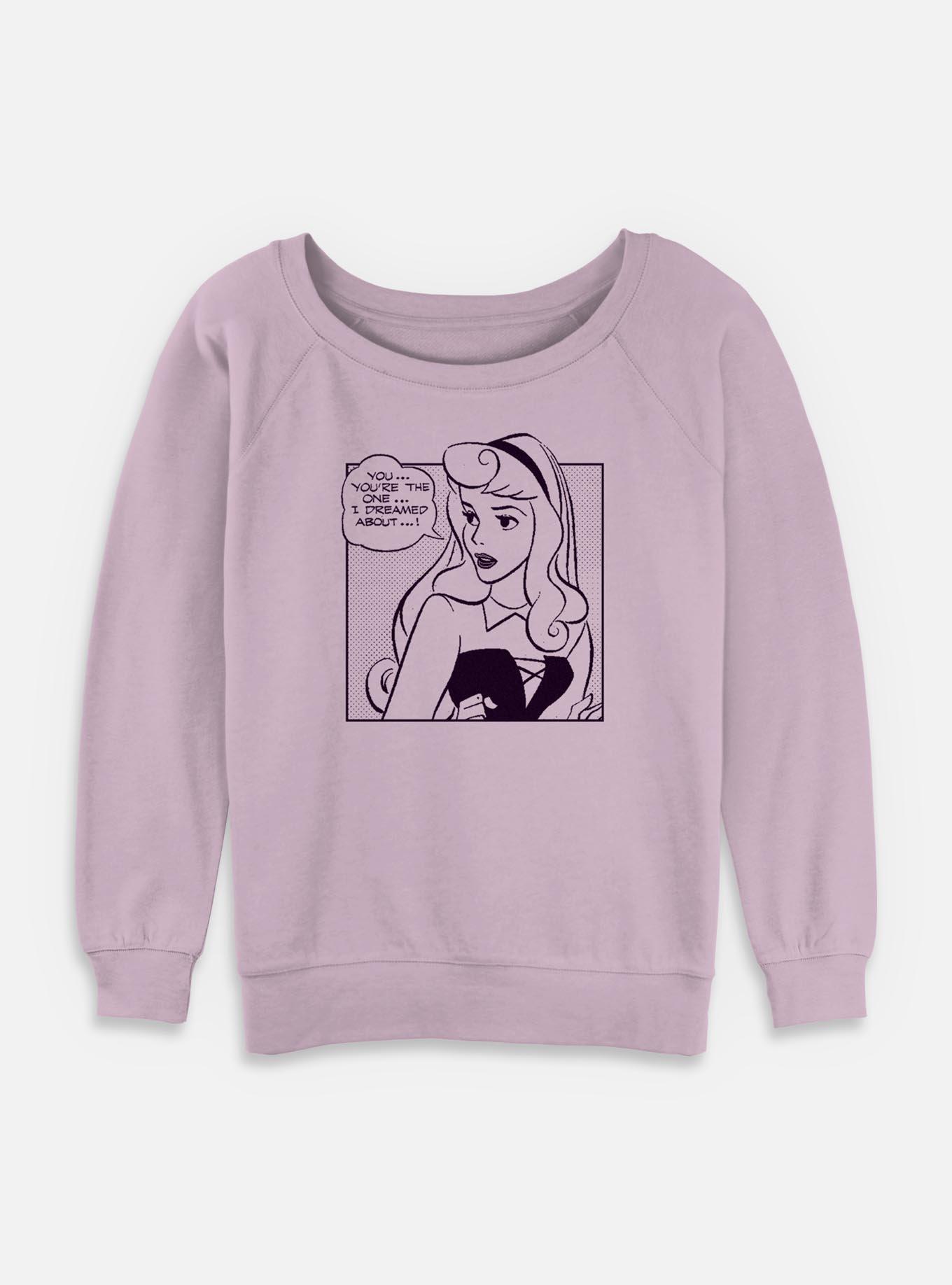 Disney Sleeping Beauty Youre The One I Dreamed About Comic Womens Slouchy Sweatshirt, LAVENDER, hi-res