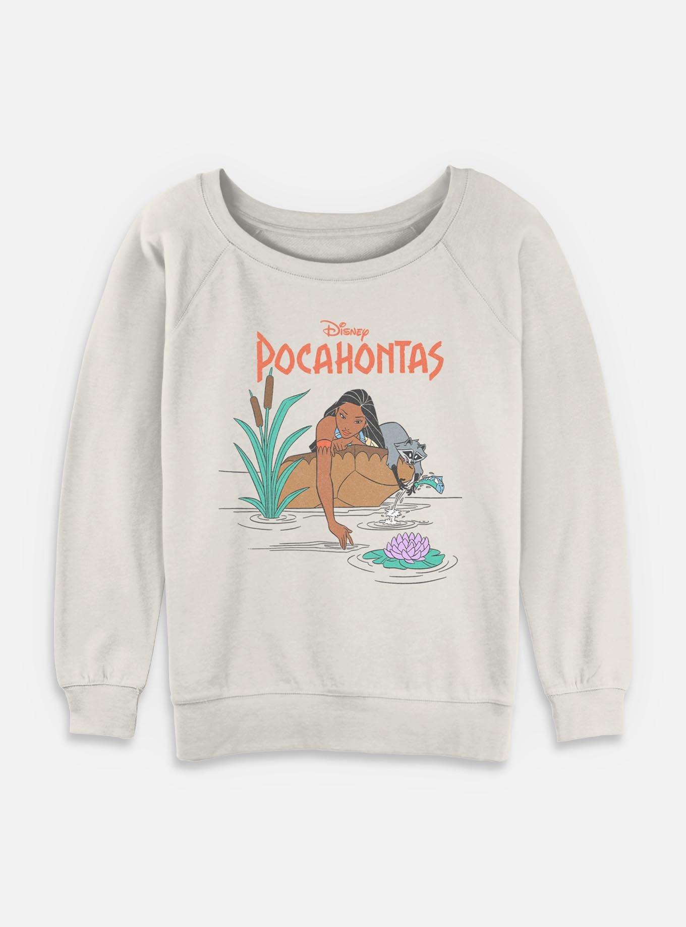 Disney Pocahontas and Meeko Around The Riverbend Womens Slouchy Sweatshirt, EGRET, hi-res