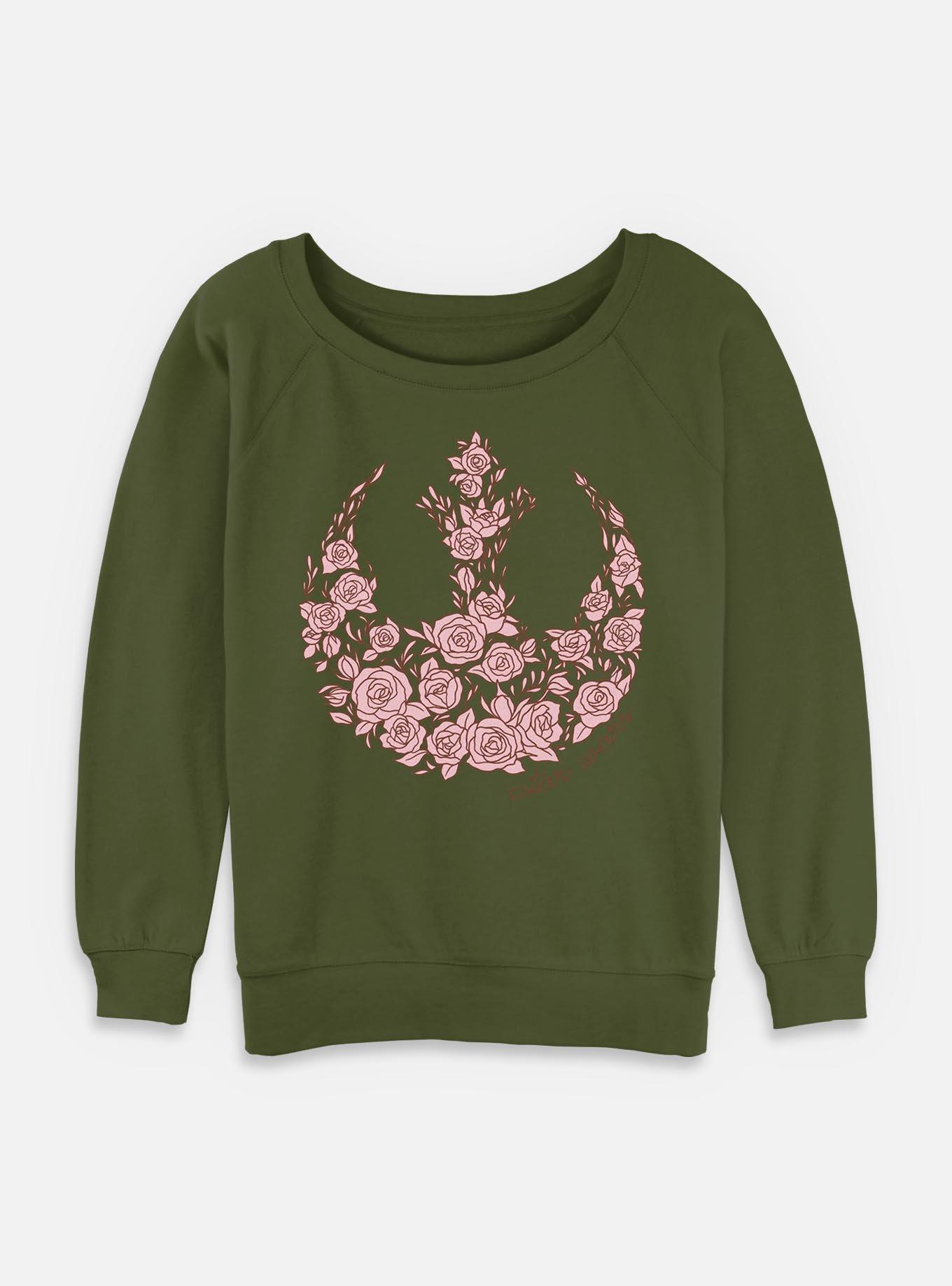 Star Wars Rose Rebel Womens Slouchy Sweatshirt, OLIVE, hi-res