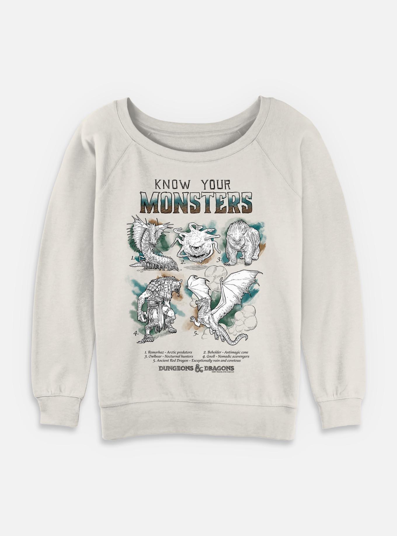 Dungeons & Dragons Know Your Monsters Womens Slouchy Sweatshirt, , hi-res