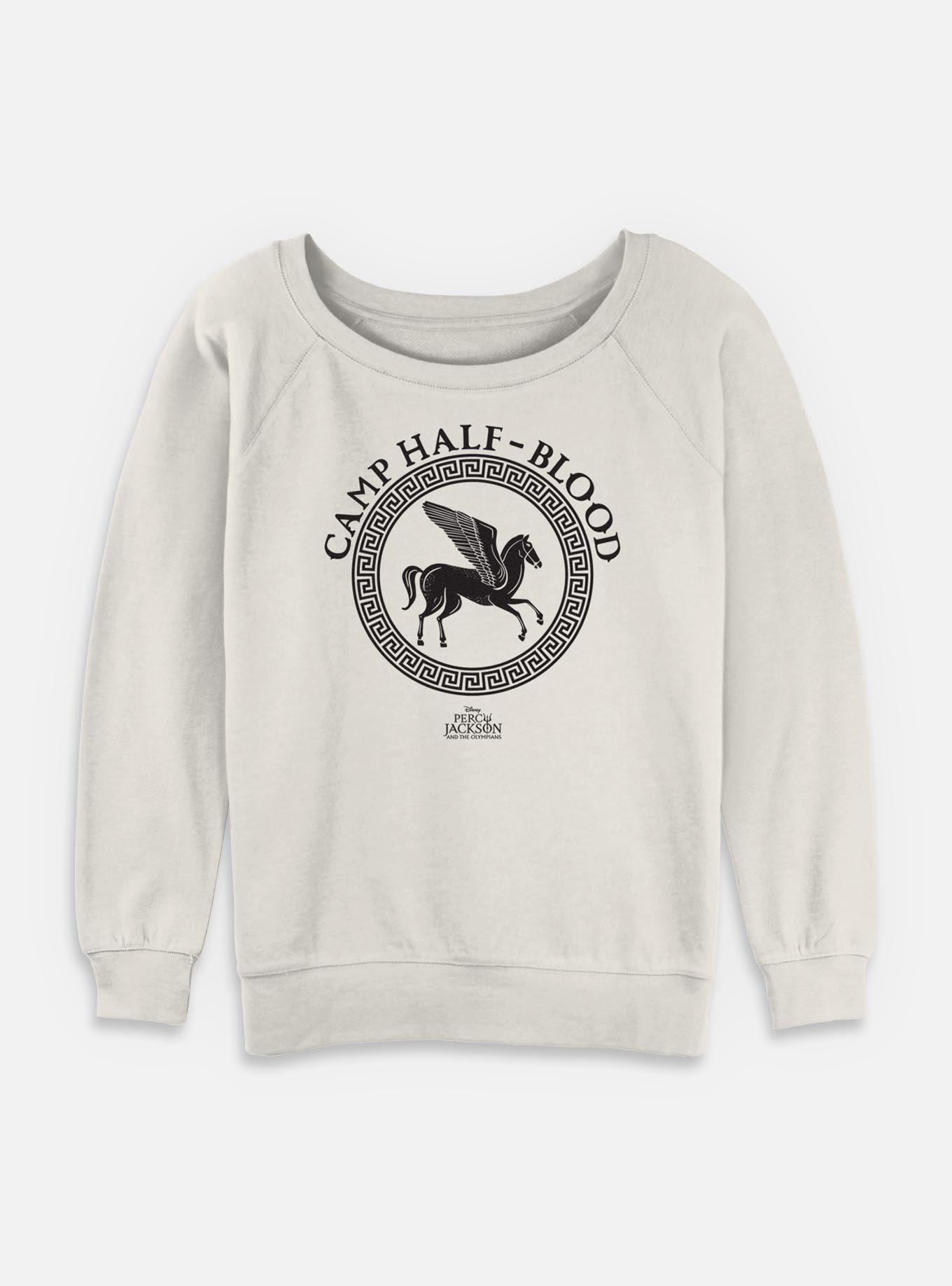 Percy Jackson And The Olympians Camp Half Blood Logo Womens Slouchy Sweatshirt, EGRET, hi-res