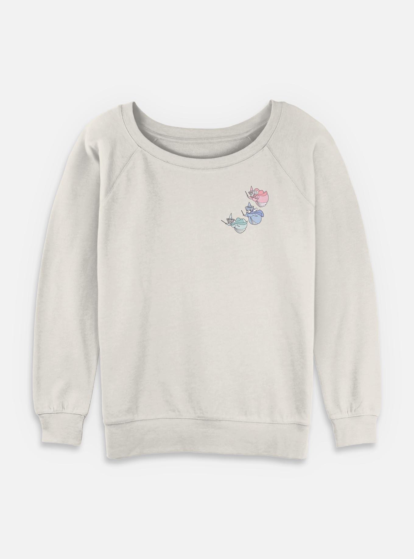 Disney Sleeping Beauty Fairy Trio Pocket Womens Slouchy Sweatshirt, EGRET, hi-res