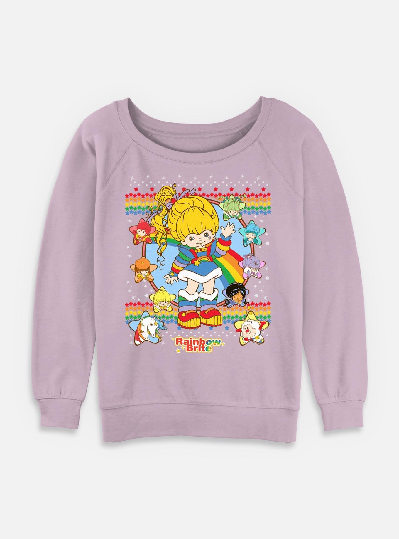 Rainbow Brite Sweater Rainbows Womens Slouchy Sweatshirt, LAVENDER, hi-res
