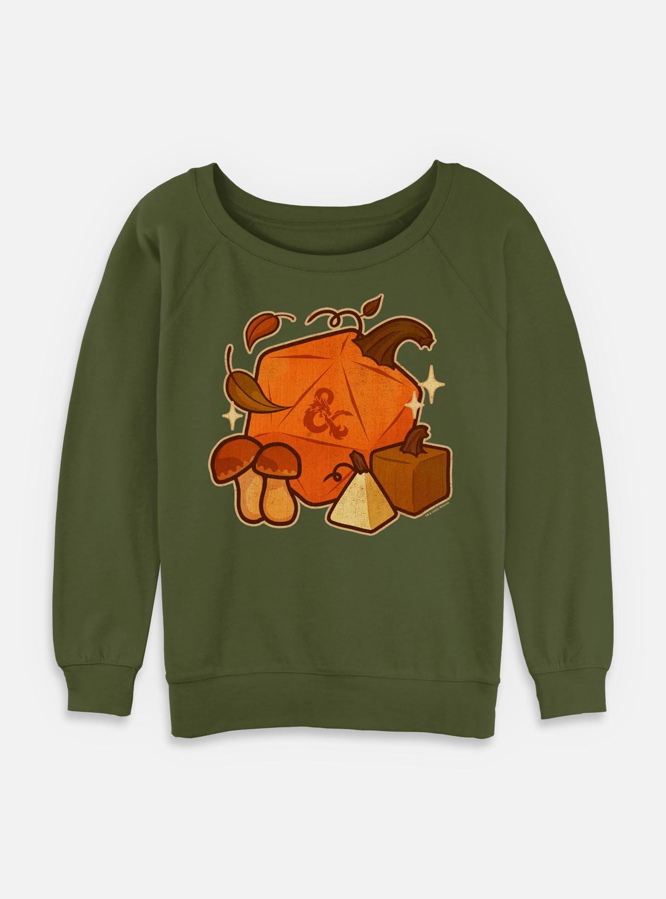 Dungeons & Dragons Pumpkin Dice Womens Slouchy Sweatshirt, OLIVE, hi-res