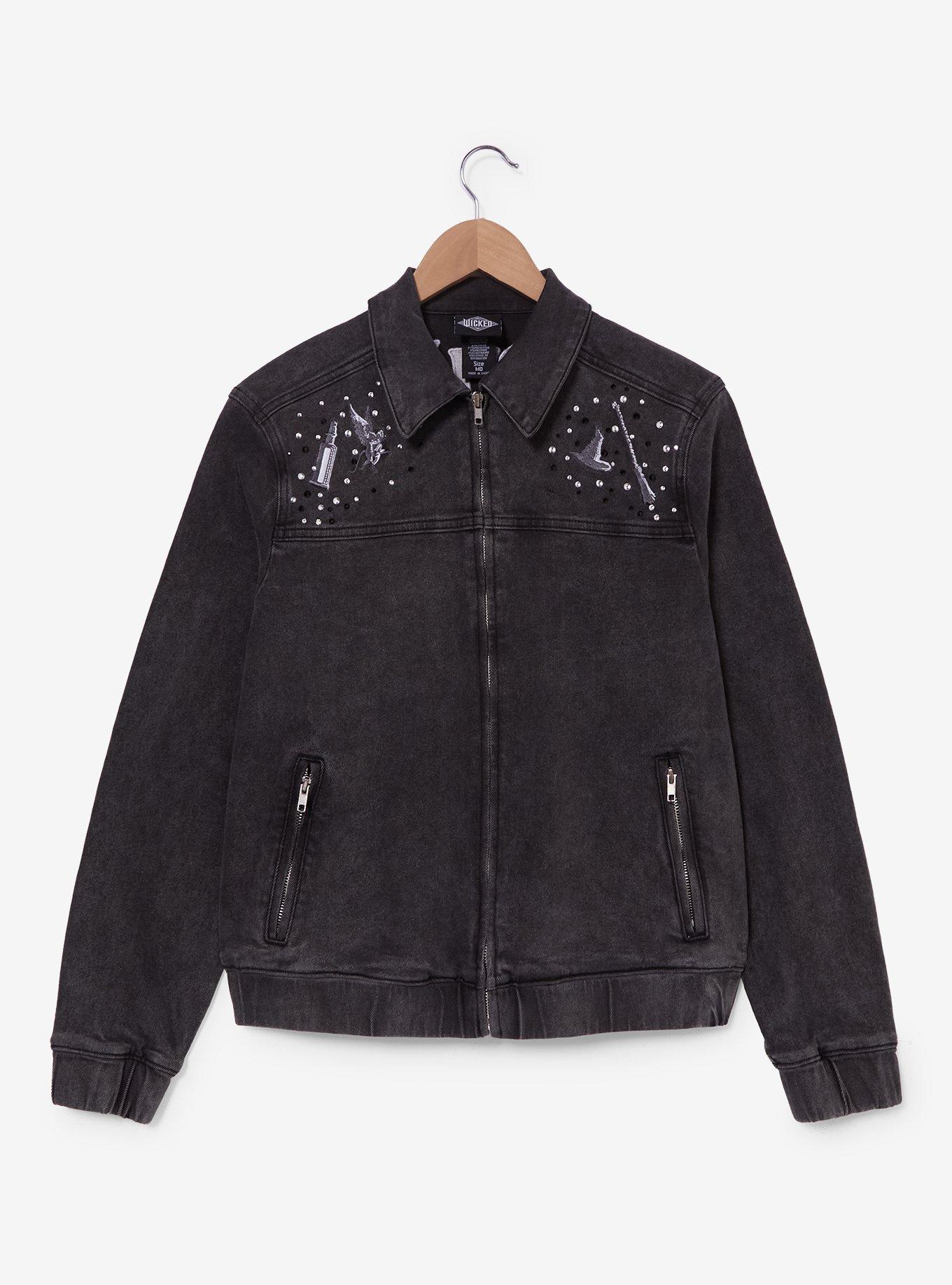 Wicked Elphaba Icons Rhinestone Black Denim Jacket, , hi-res