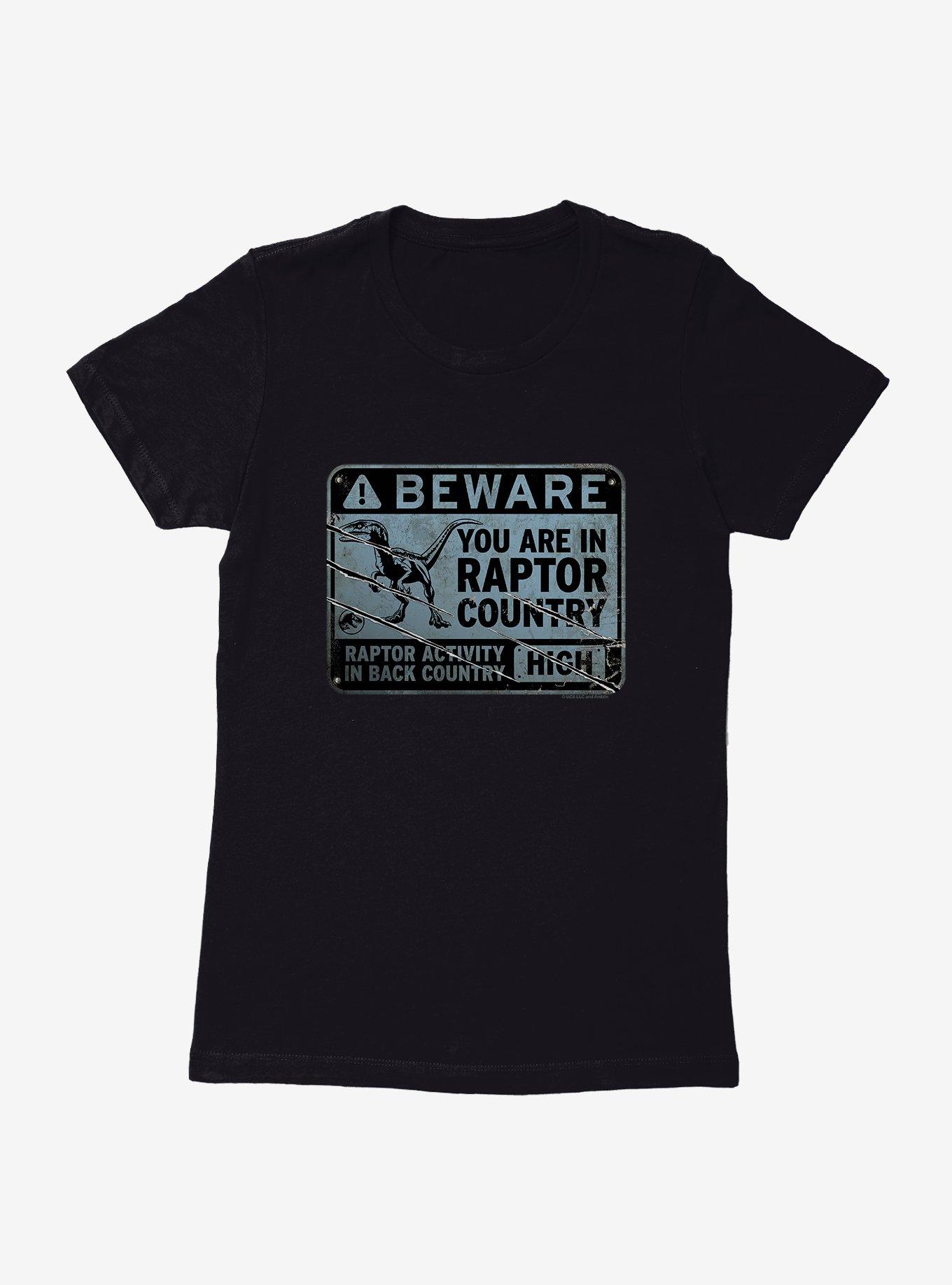 Jurassic World Dominion Beware Raptor Country Womens T-Shirt, BLACK, hi-res
