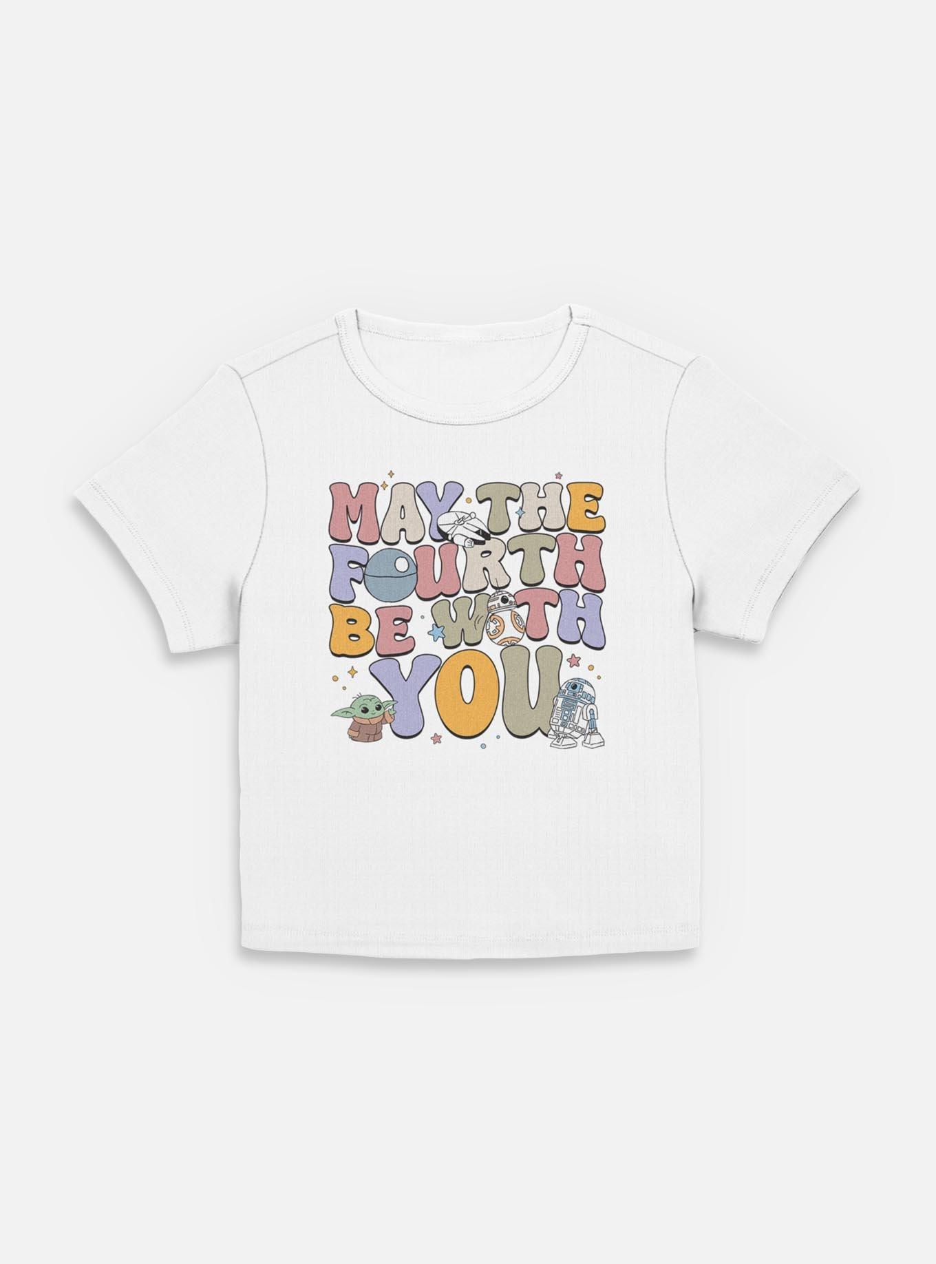 Star Wars The Mandalorian May The Fourth Groovy Text Womens Baby T-Shirt, , hi-res