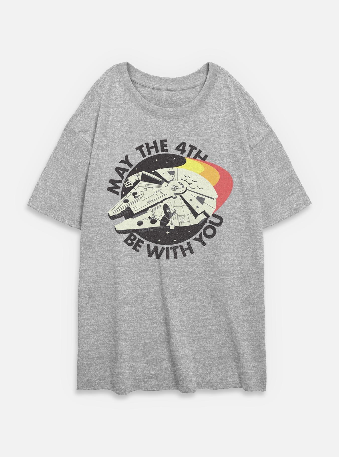 Star Wars Retro May The 4th Millenium Falcon Womens Oversized T-Shirt, , hi-res