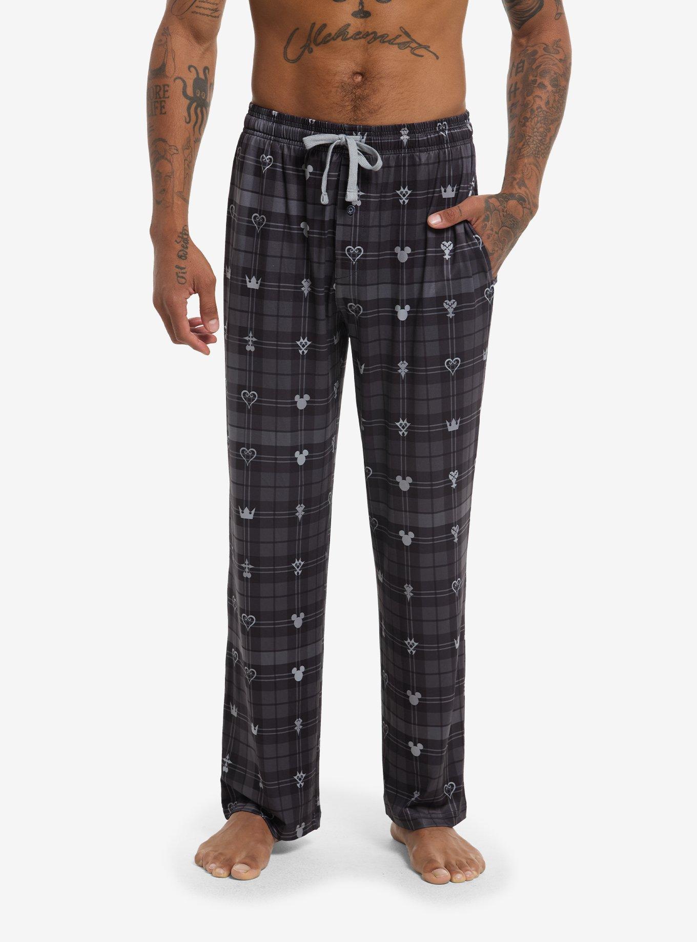 Disney Kingdom Hearts Black Plaid Icons Pajama Pants, , hi-res