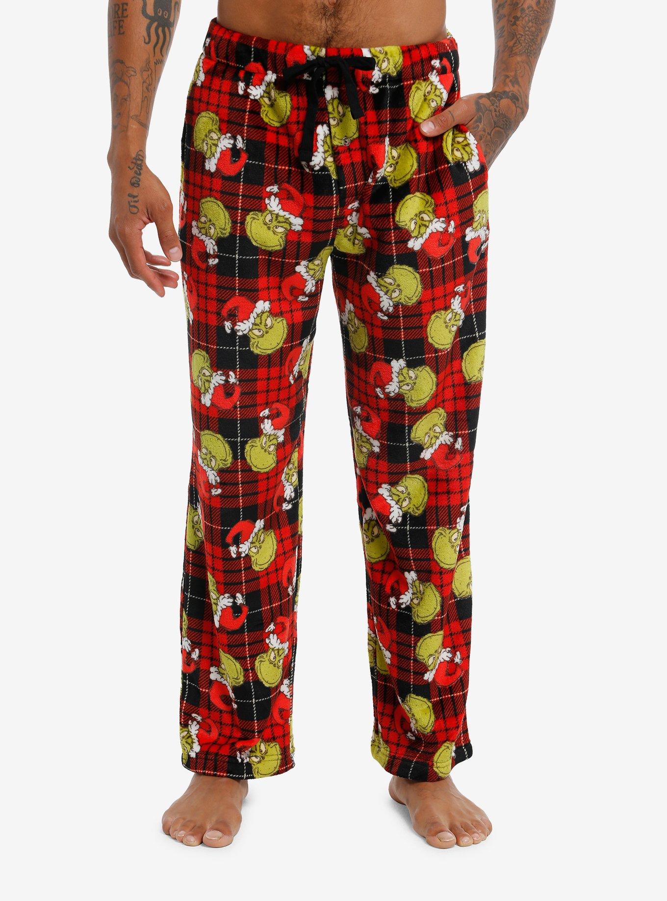 Dr. Seuss How The Grinch Stole Christmas Plaid Plush Pajama Pants, , hi-res