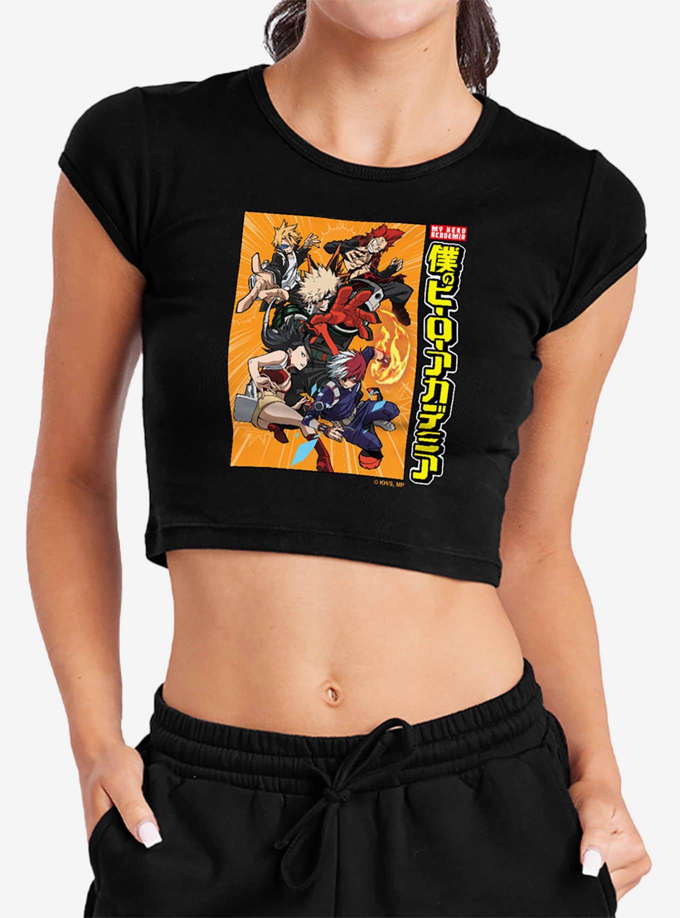 My Hero Academia Striking Heroes Poster Cap Sleeve Baby Rib Women's Crop Top, , hi-res