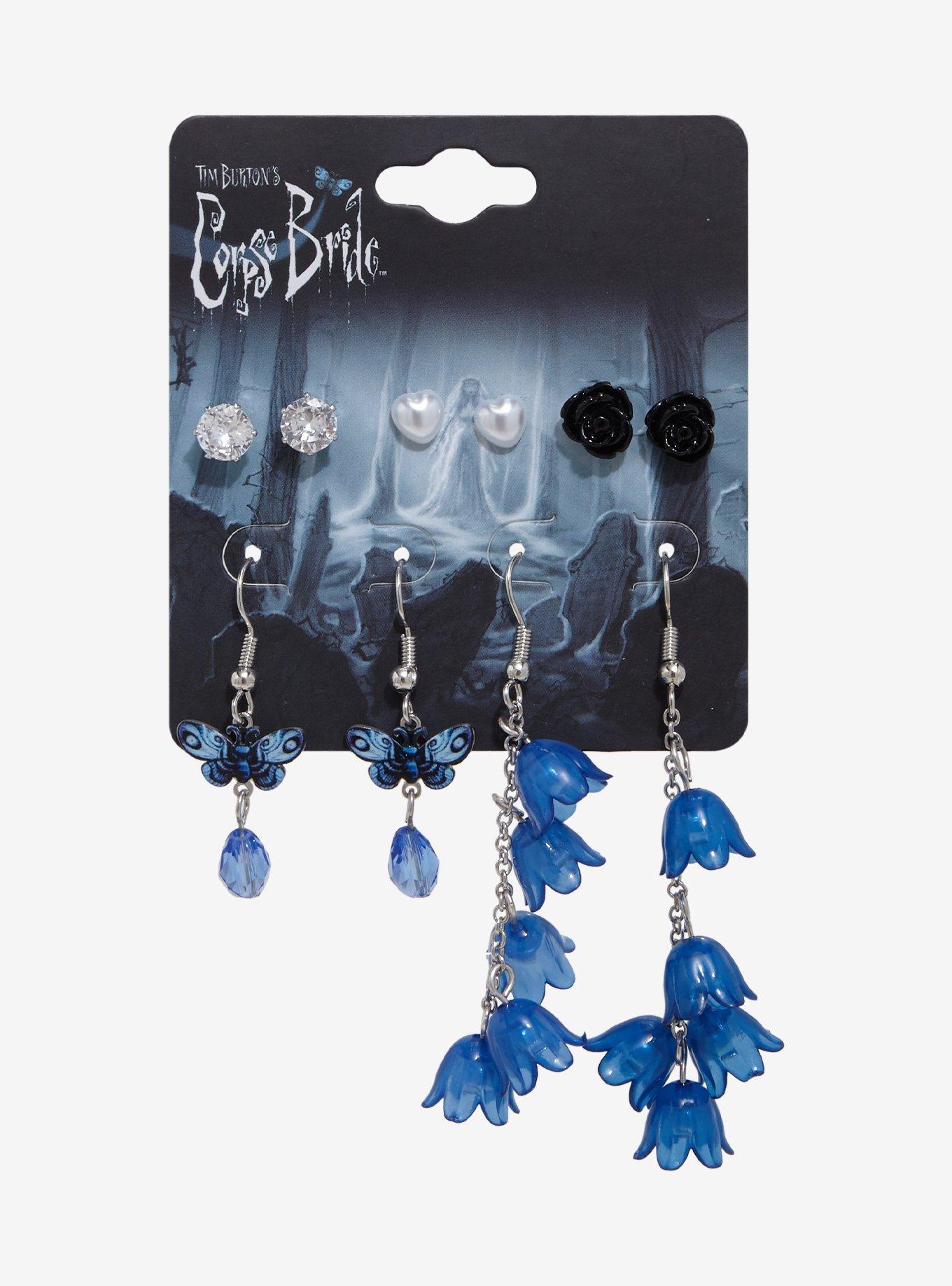 Corpse Bride Butterfly & Flowers Earring Set, , hi-res