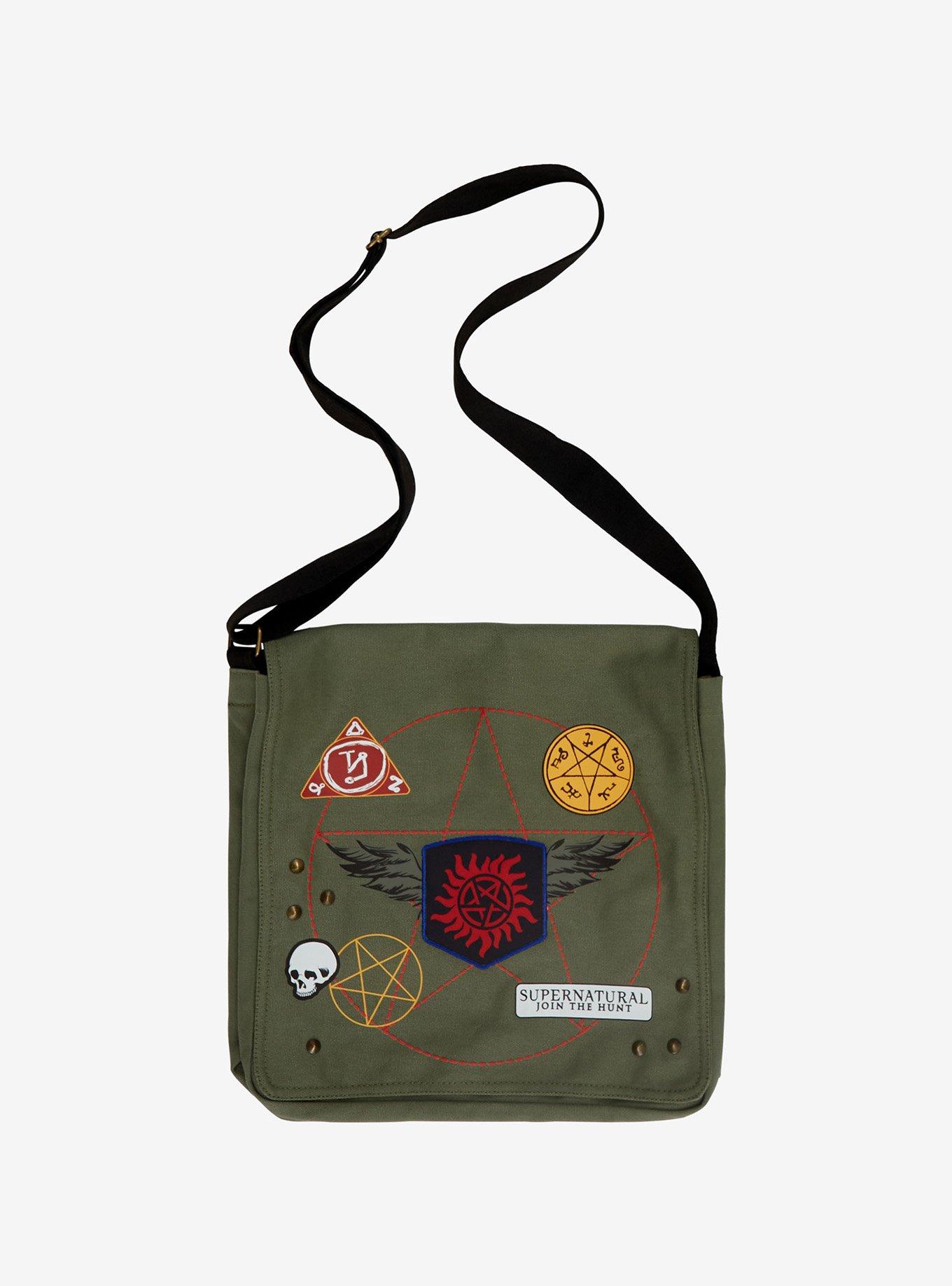Supernatural Icon Patches Messenger Bag, , hi-res