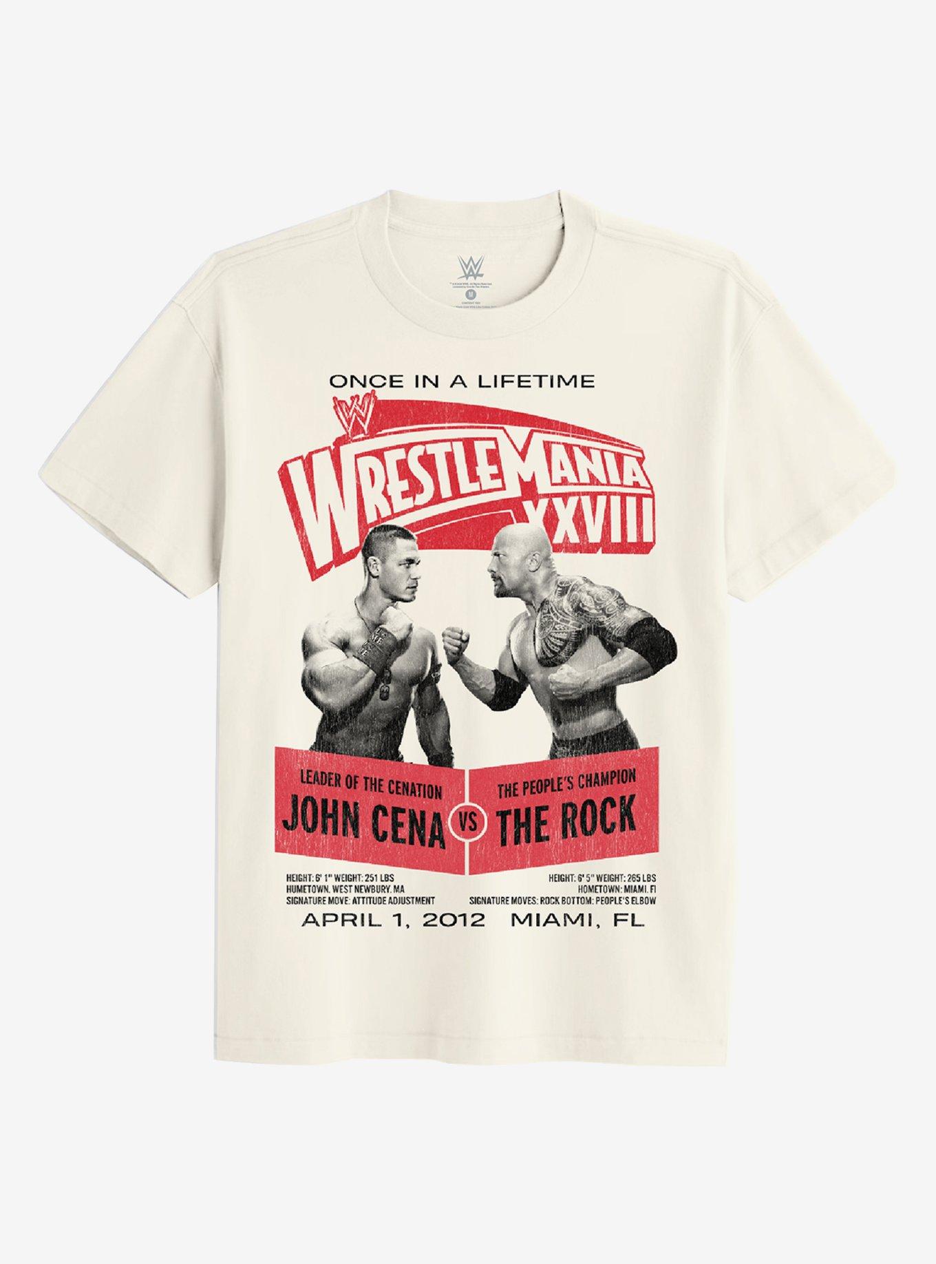 WWE Wrestlemania John Cena vs. The Rock Poster T-Shirt, OFF WHITE, hi-res