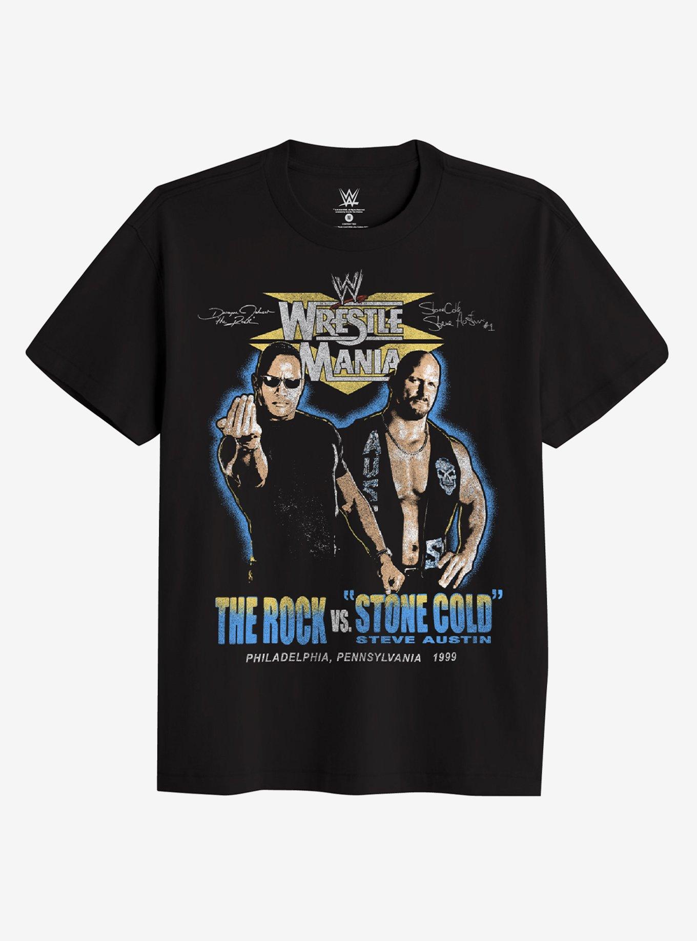 WWE Wrestlemania The Rock vs. Stone Cold Steve Austin Poster T-Shirt, , hi-res