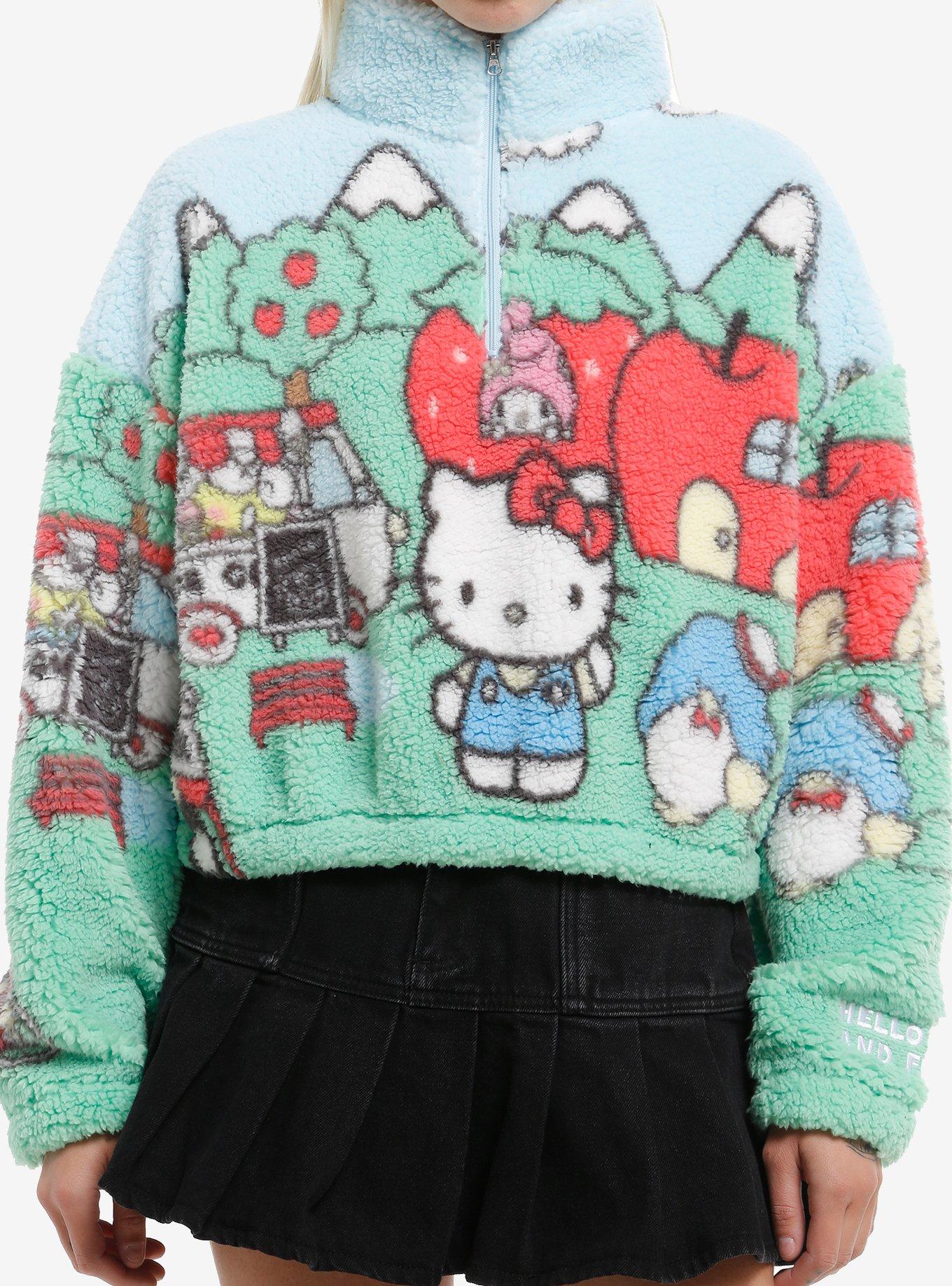 Hello Kitty And Friends Scene Sherpa Girls Crop Sweater | Hot Topic