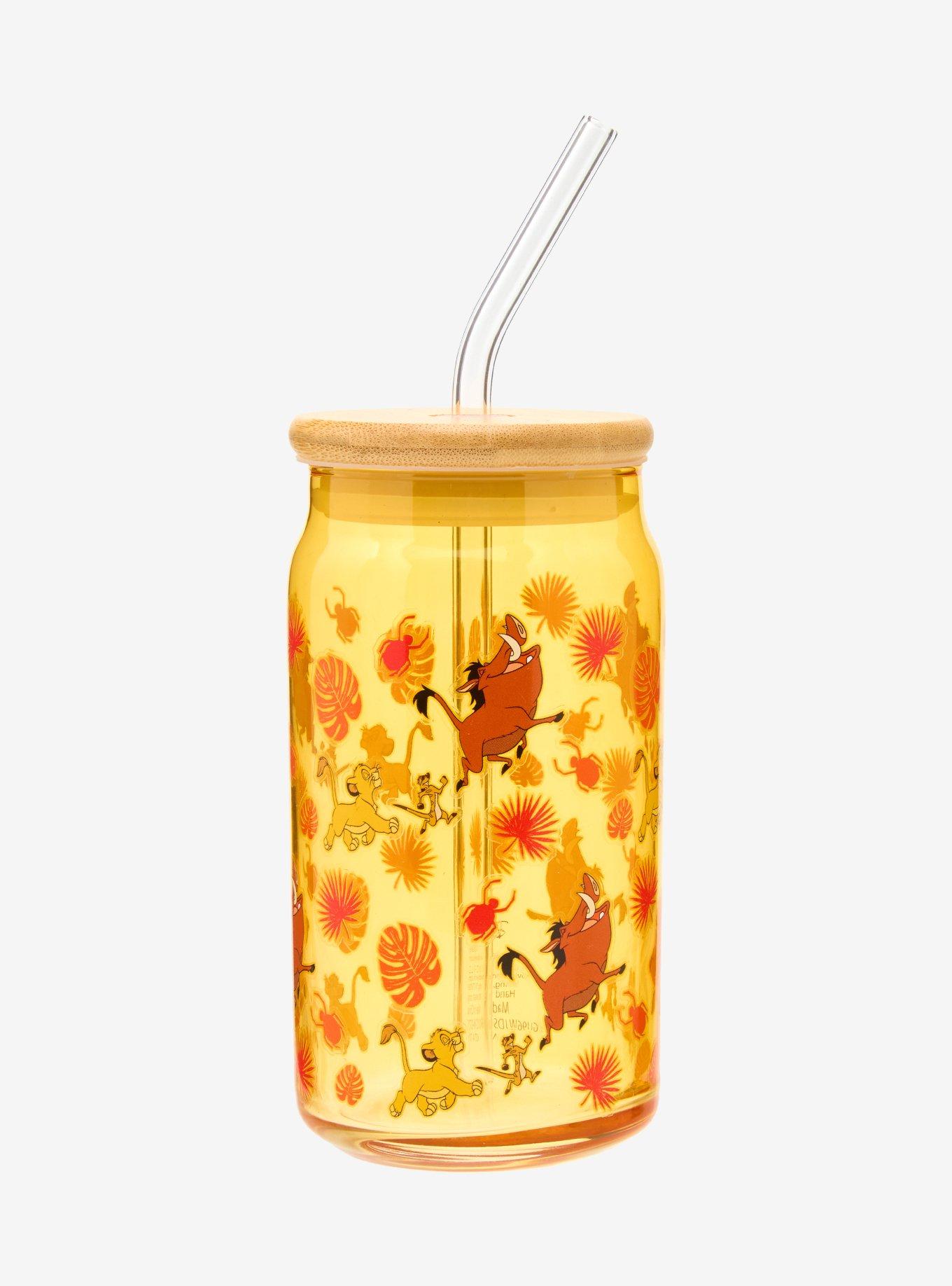 Disney The Lion King Botanical Glass Cup With Lid — BoxLunch Exclusive, , hi-res