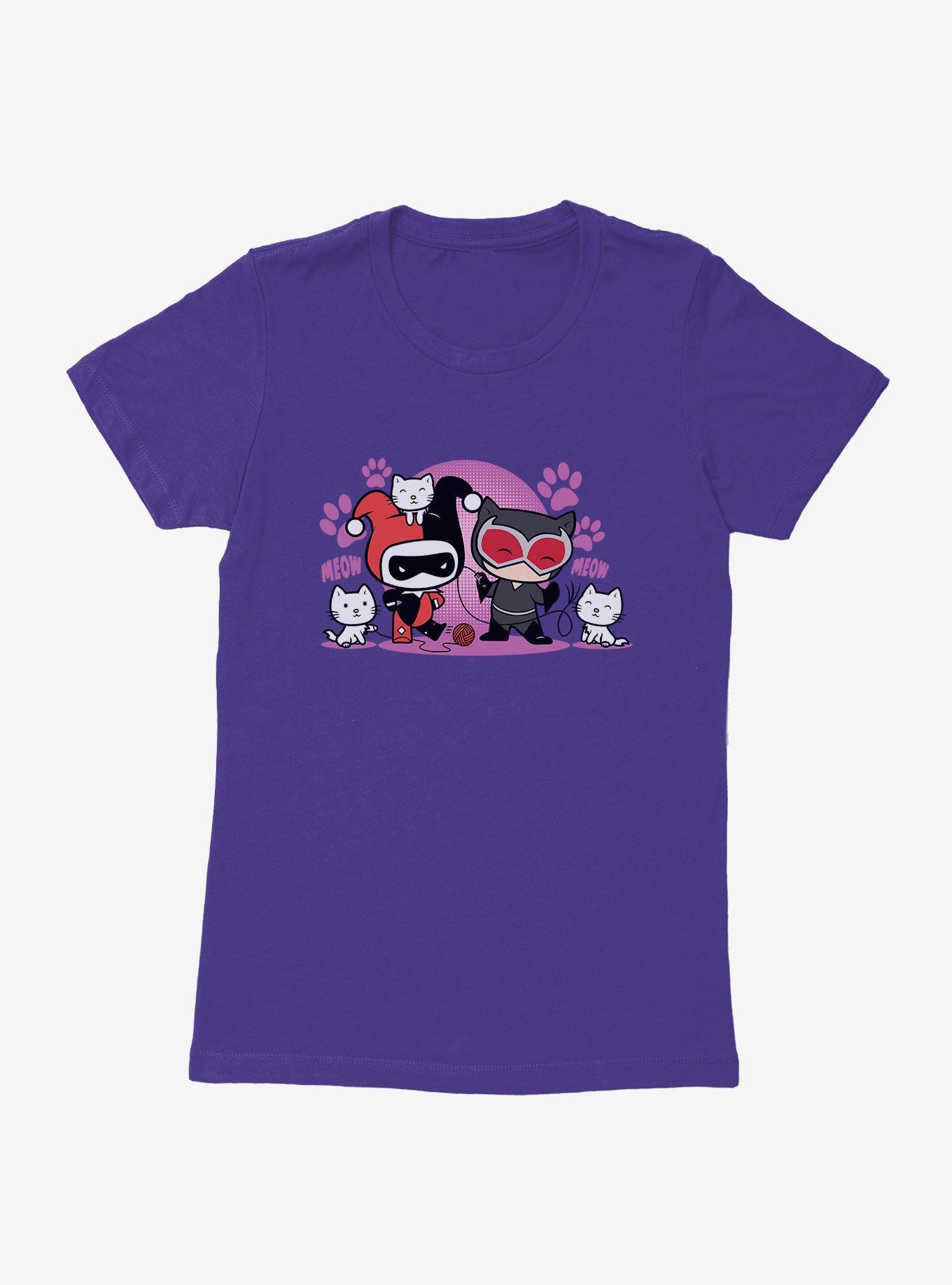 DC Comics Batman Chibi Harley Quinn Catwoman Love Womens T-Shirt, , hi-res