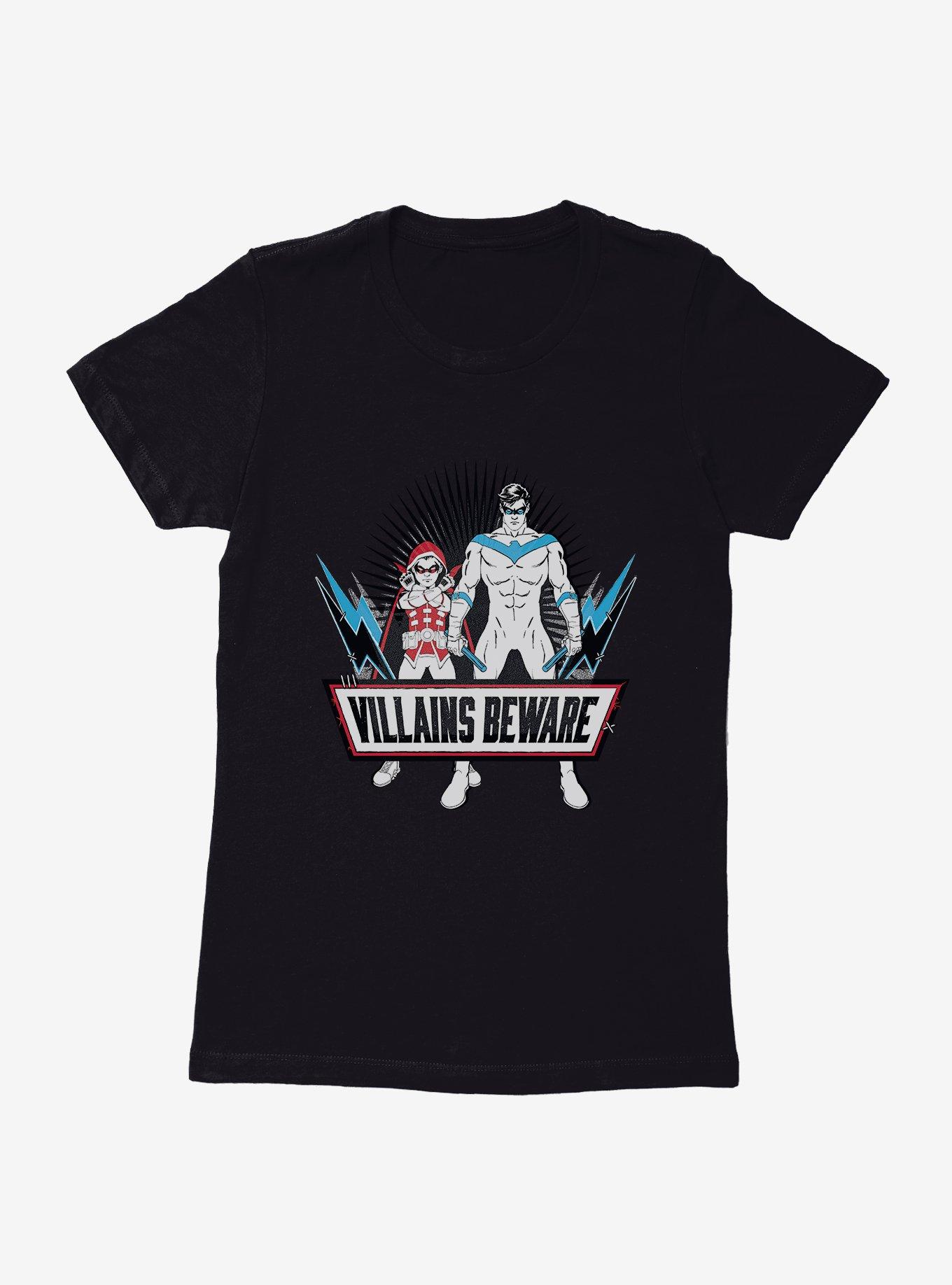 DC Comics Batman Robin Nightwing Villains Beware Womens Black T-Shirt, , hi-res