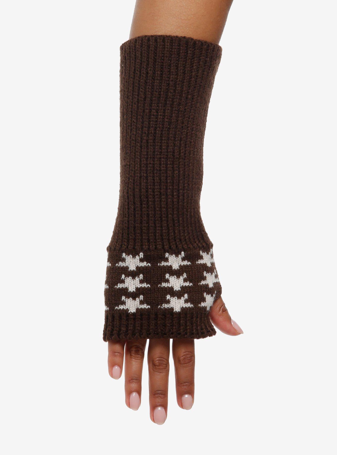 Brown Star Intarsia Arm Warmers, , hi-res