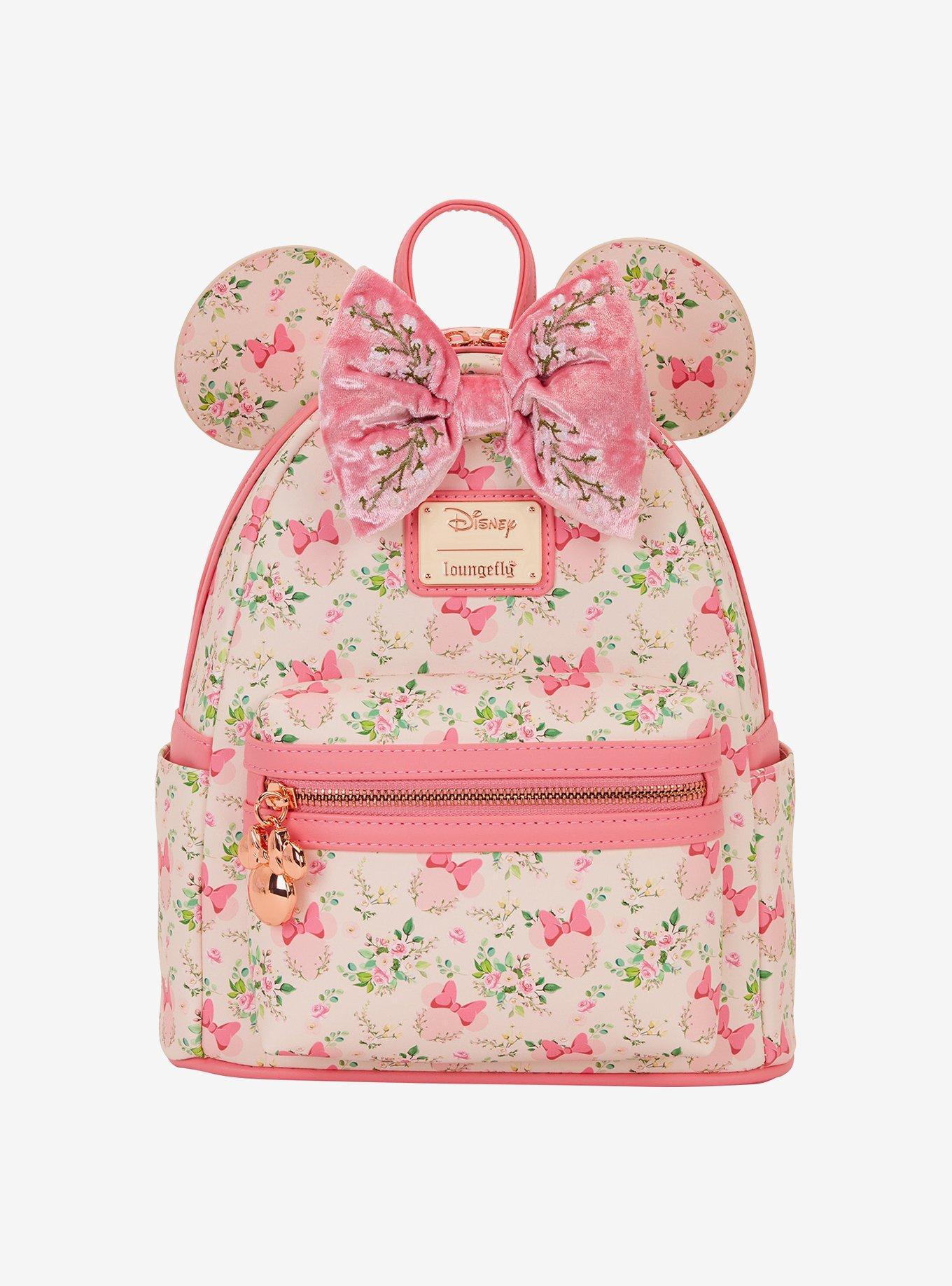 Disney Loungefly Pink Floral Sequin Minnie Ear Mini Backpack Loungefly Disney Minnie Mouse Ears Butterfly Mini Backpack  main image 4