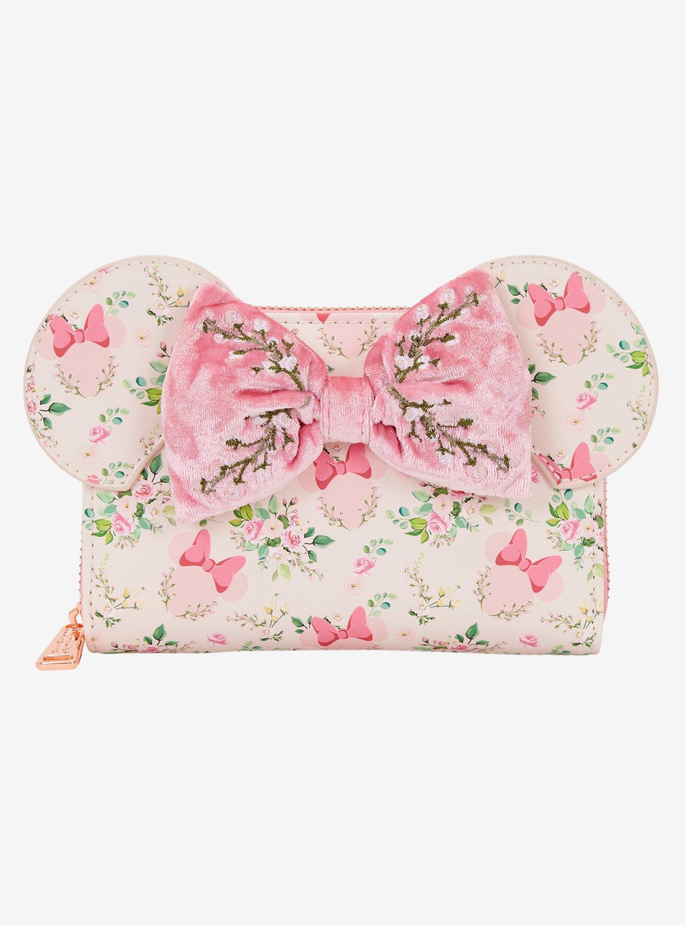Loungefly Disney Minnie Mouse Pink Floral Ears Wallet, , hi-res