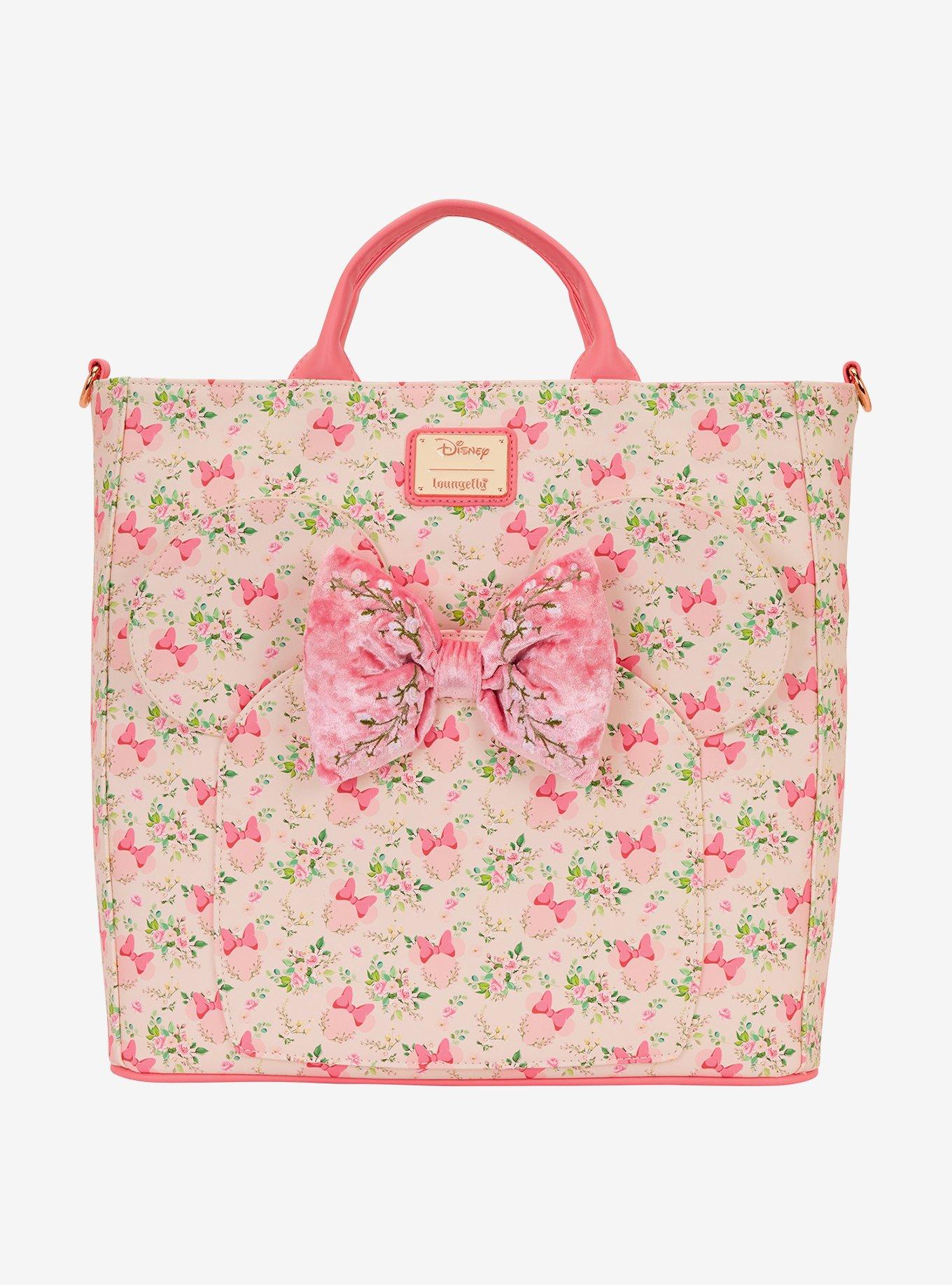 Loungefly Disney Minnie Mouse Pink Floral Ears Convertible Tote Bag, , hi-res