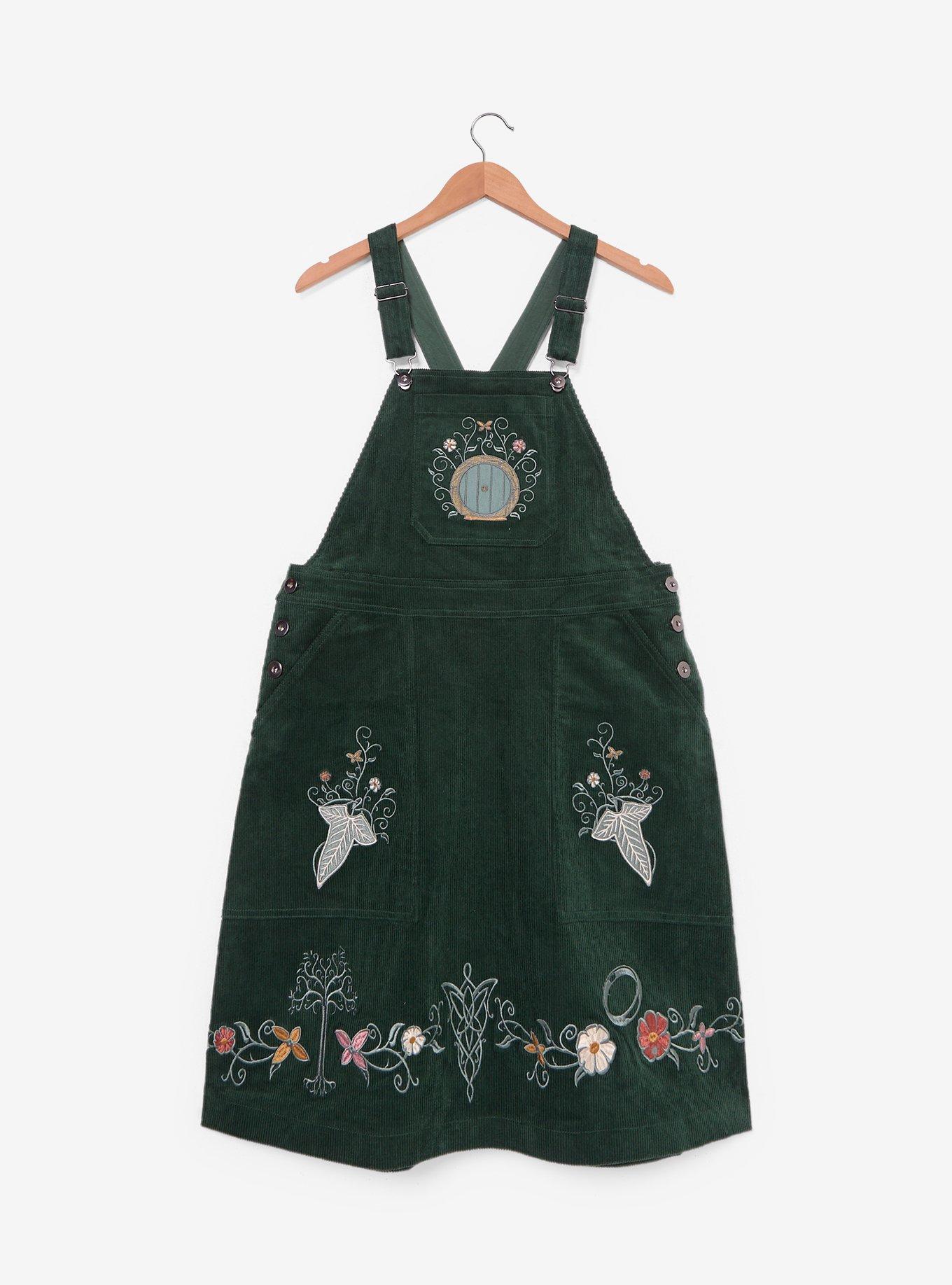 The Lord of the Rings Embroidered Icons Corduroy Plus Size Overall Dress - BoxLunch Exclusive, , hi-res